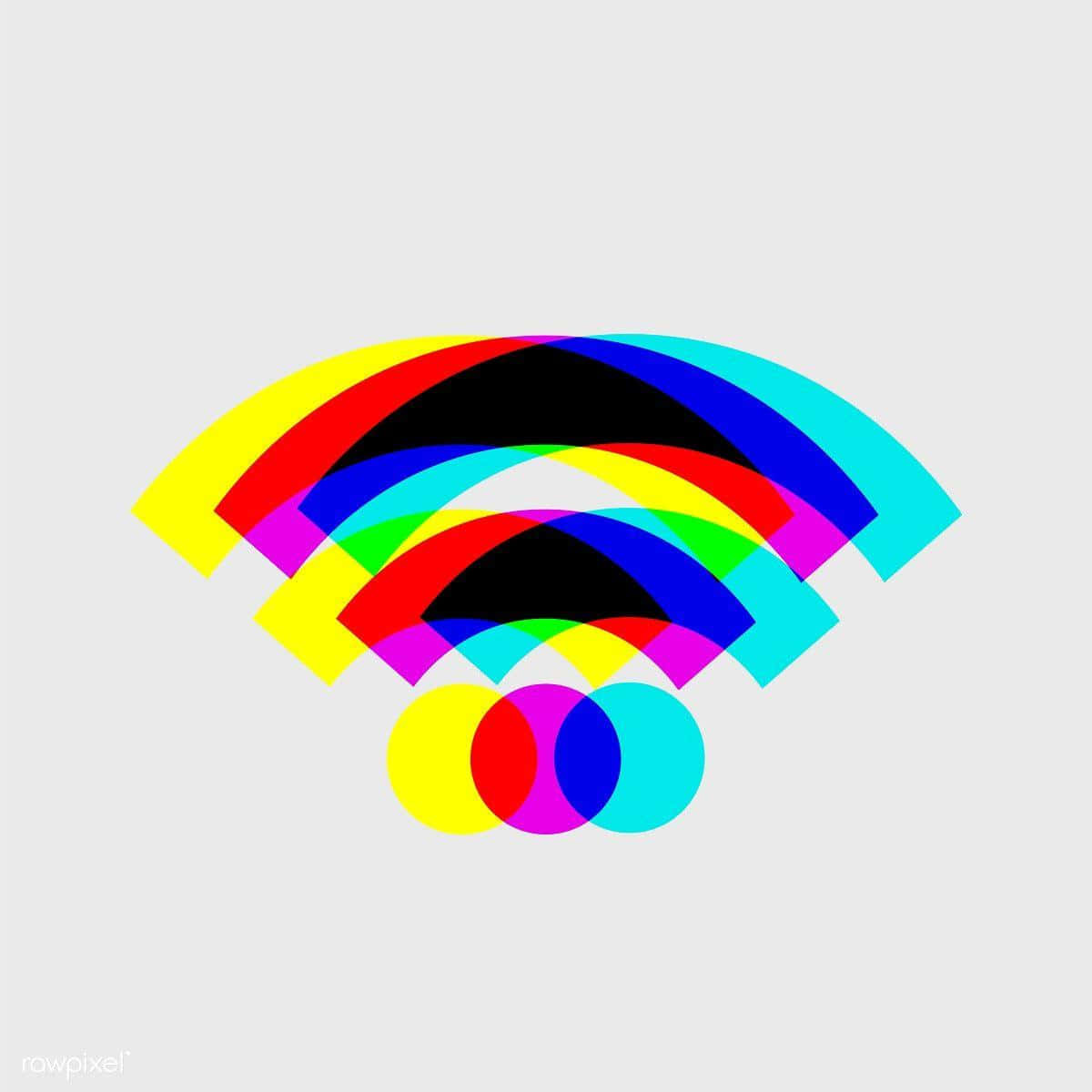 Wifi, CMYK palette, neutral gray background, SD Desktop Wallpaper