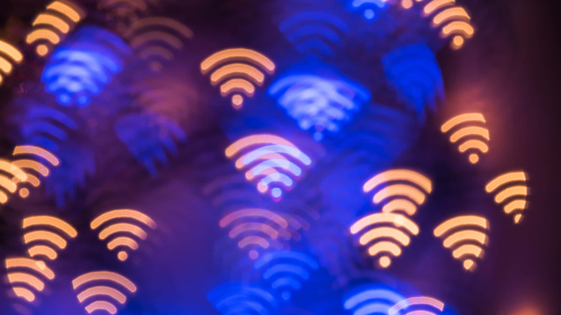 wifi, glowing orange, blue wifi symbols, Full HD Desktop Wallpaper