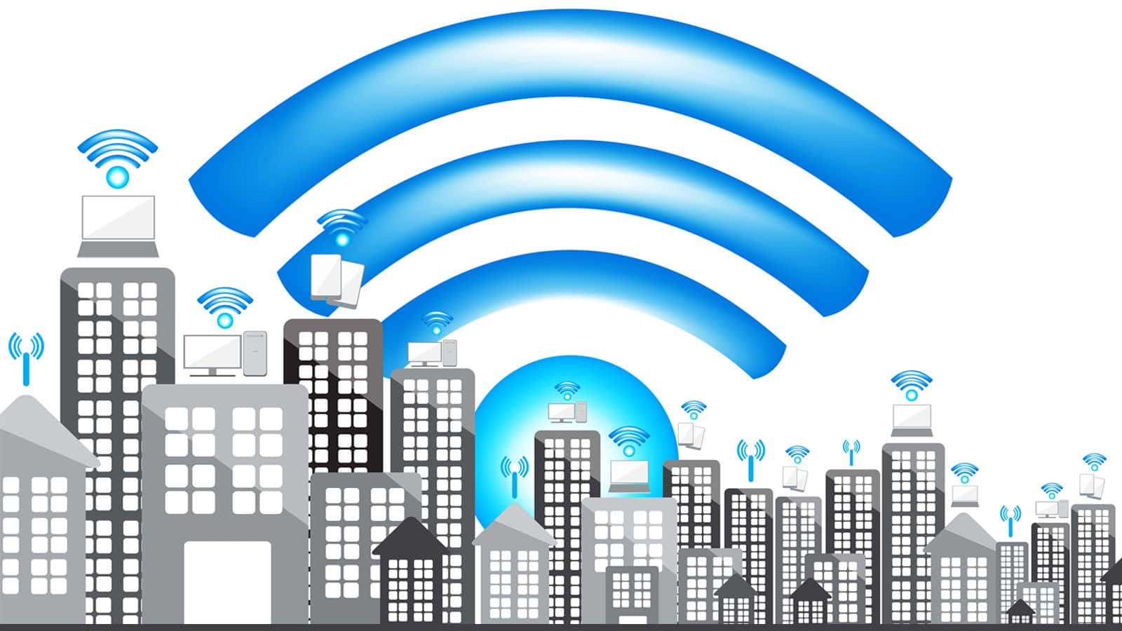 3G/4G LTE, Wi-Fi symbol, gray buildings, HD Desktop Wallpaper