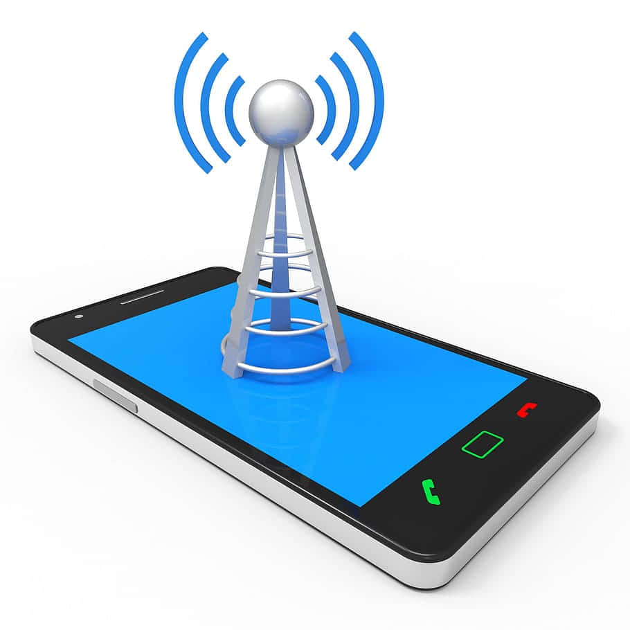 wifi 910, silver cell tower, blue signal waves, SD Desktop Wallpaper