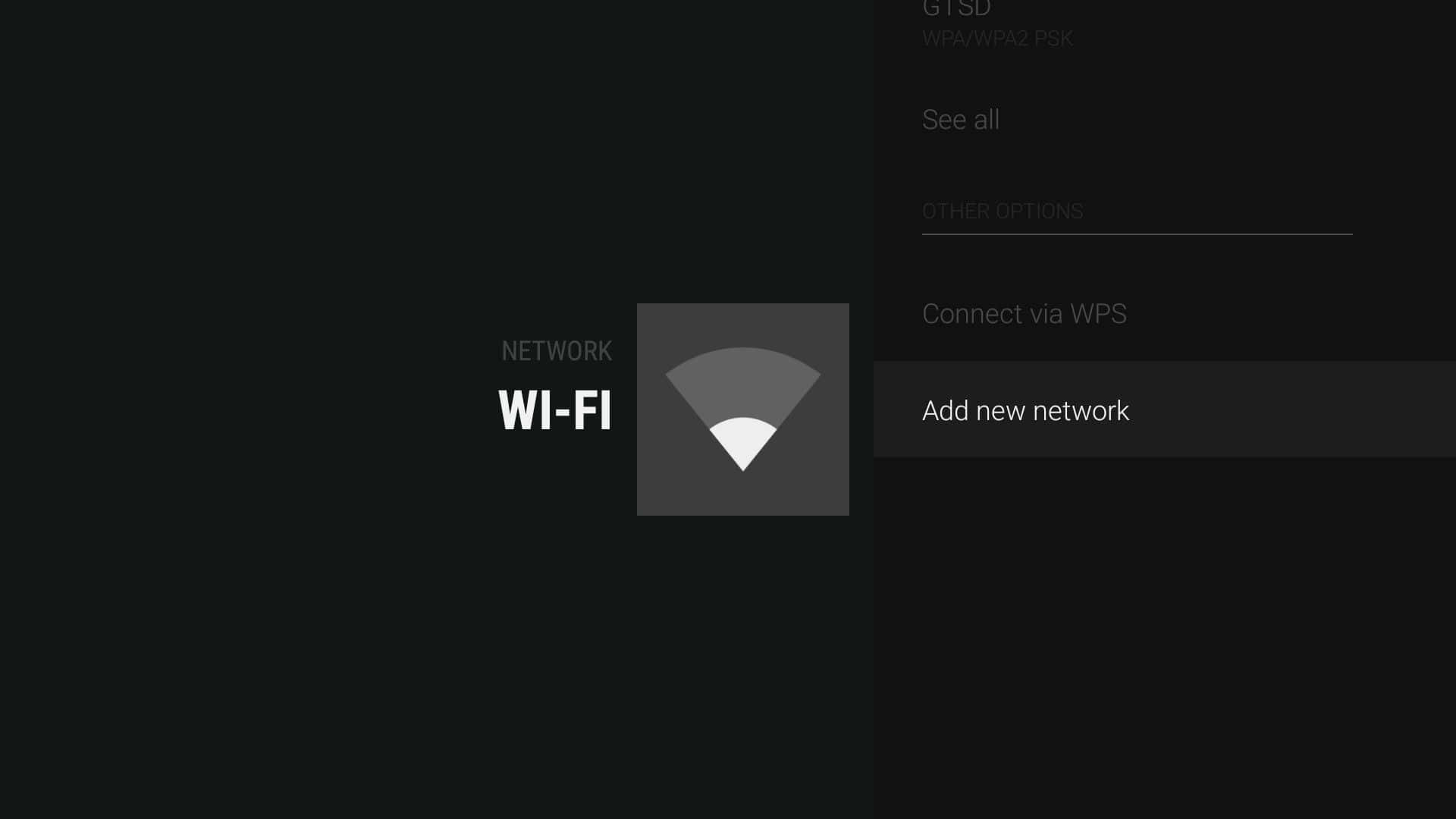 Wi-Fi network settings, Add new network, dark interface, Full HD Desktop Wallpaper