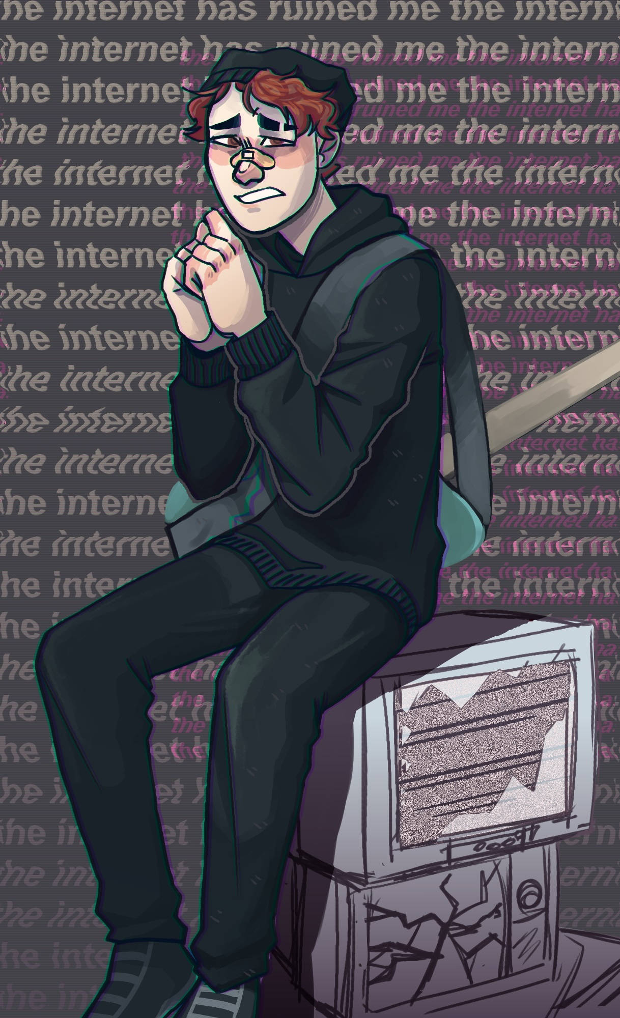Wilbur Soot, all black outfit, red hair, Full HD Phone Wallpaper