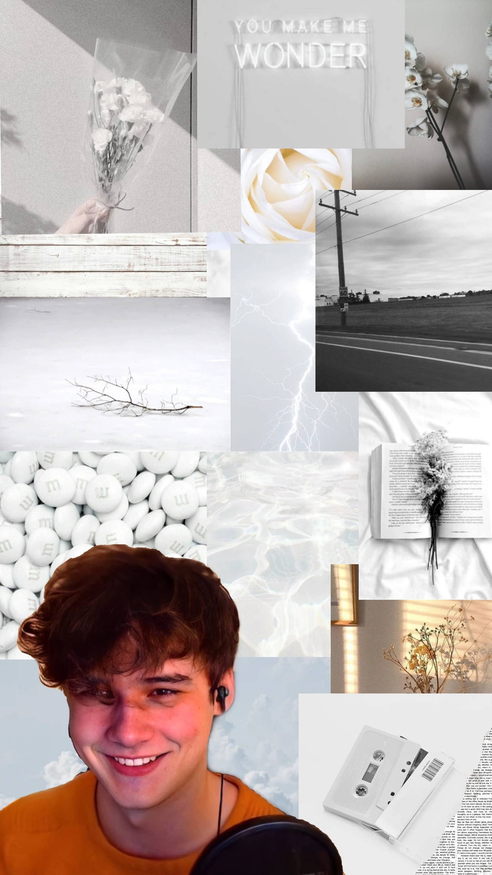 Wilbur Soot, white aesthetic, cassette tapes, 2K Phone Wallpaper