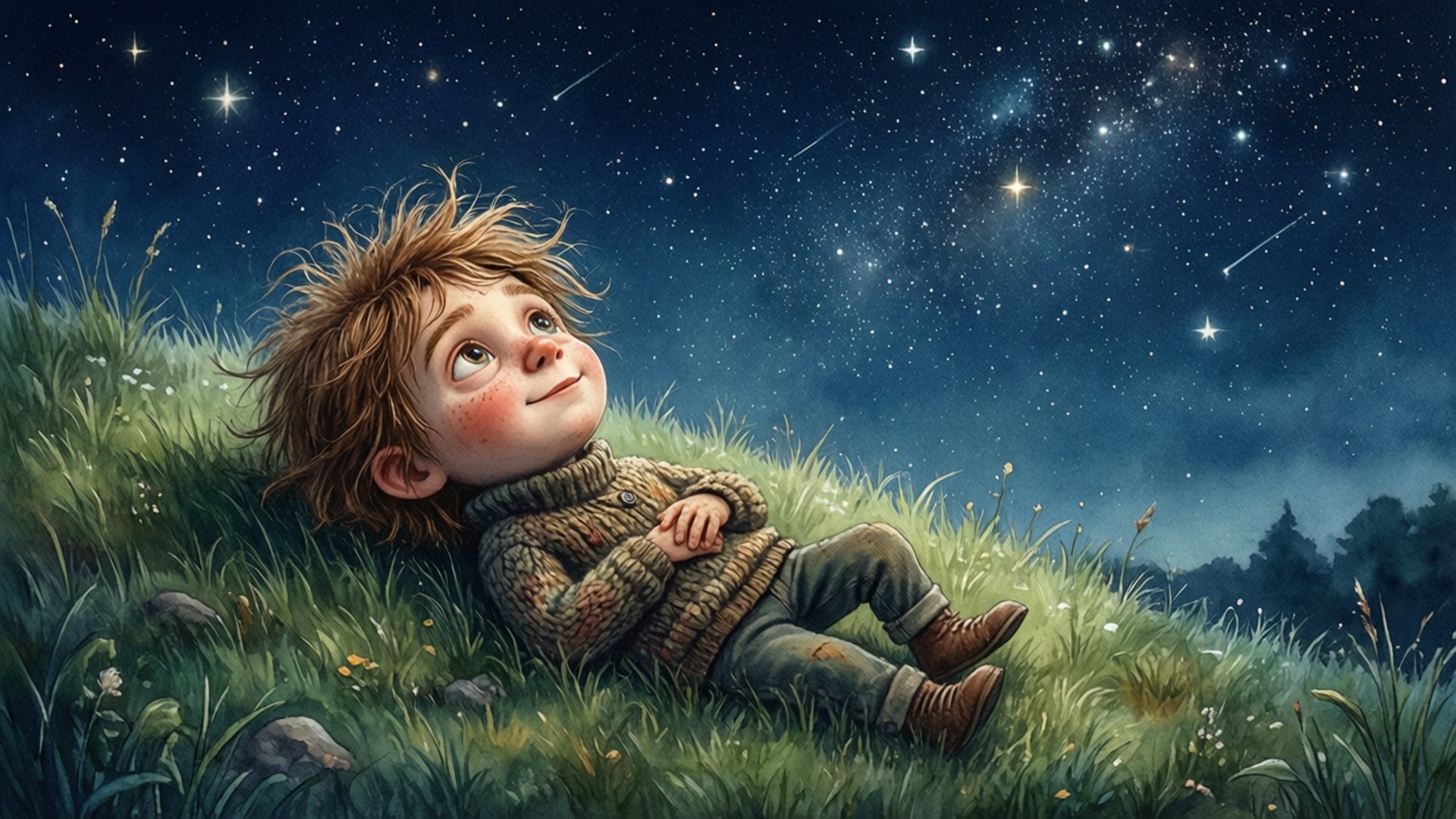 Wilbur Soot, stargazing, starry night sky, Full HD Desktop Wallpaper