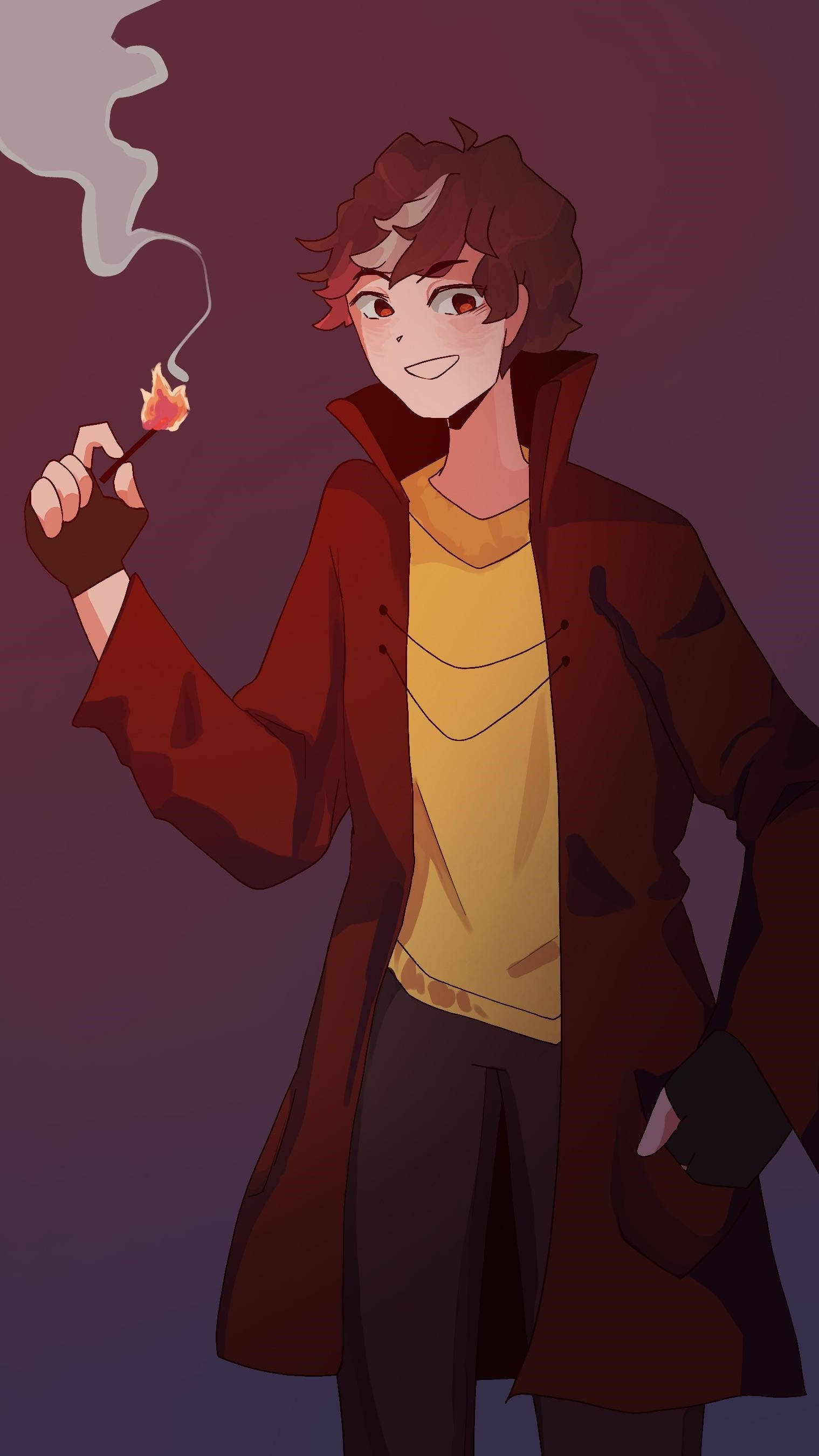 Wilbur Soot, red coat, lit match, 2K Phone Wallpaper