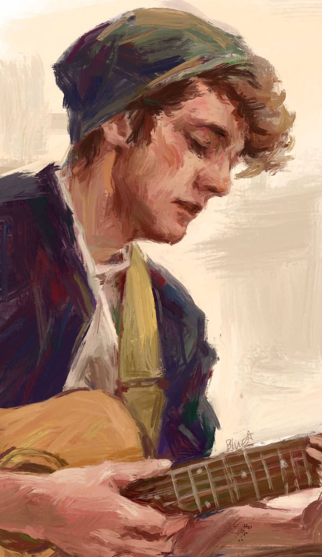 Wilbur Soot, green bandana, acoustic guitar, Full HD Phone Wallpaper