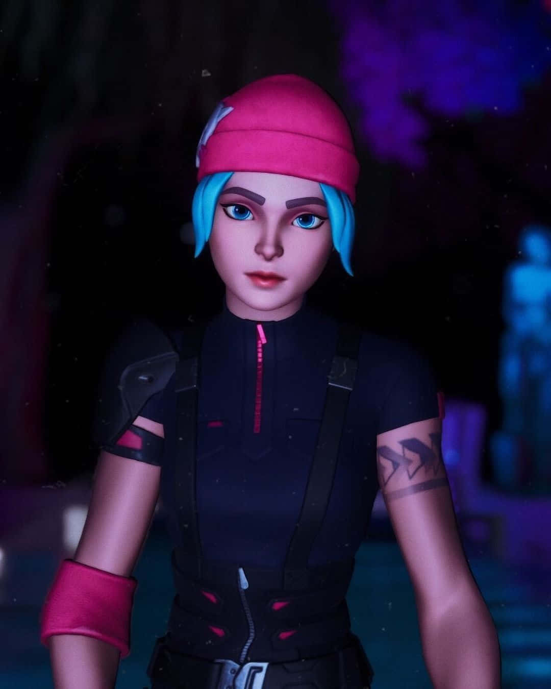 Wildcat Fortnite, cyberpunk anime girl, blue hair, HD Phone Wallpaper