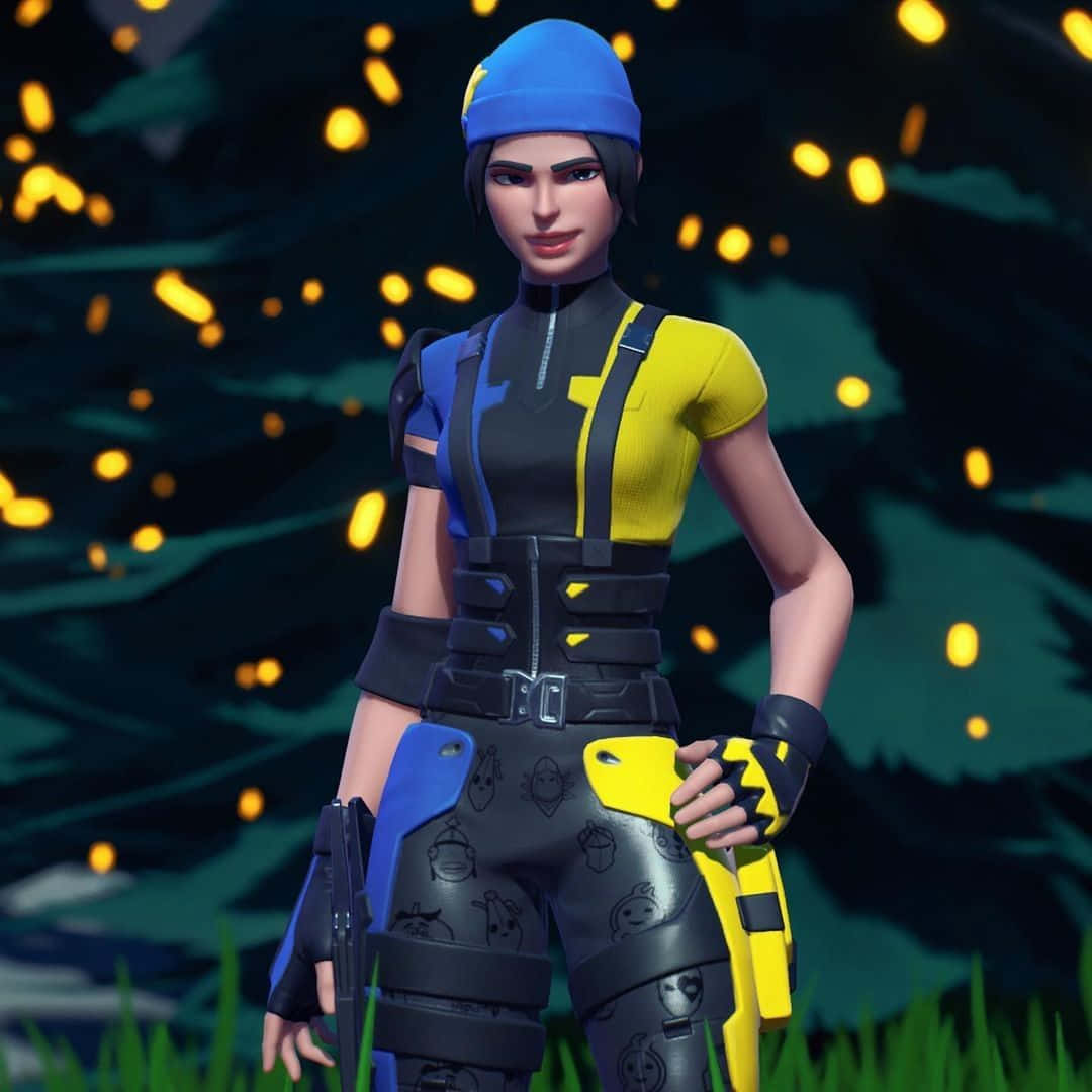 Wildcat Fortnite, blue, yellow, SD Desktop Wallpaper