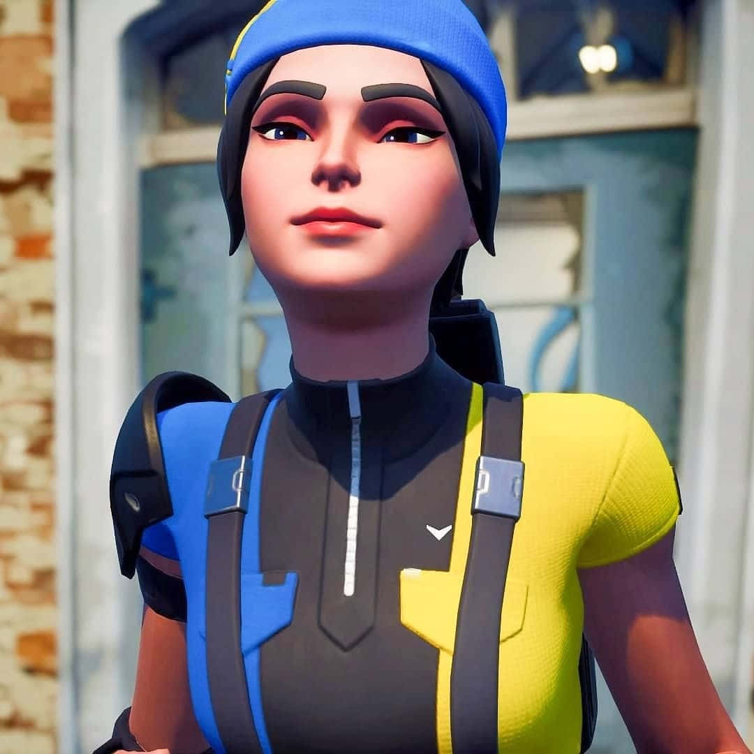 Wildcat Fortnite, blue and yellow tactical outfit, stylized animated character, SD Desktop Wallpaper