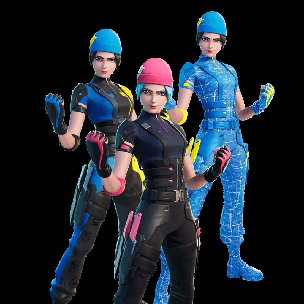 Wildcat Fortnite, futuristic combat gear, three stylized female video game characters, SD Desktop Wallpaper