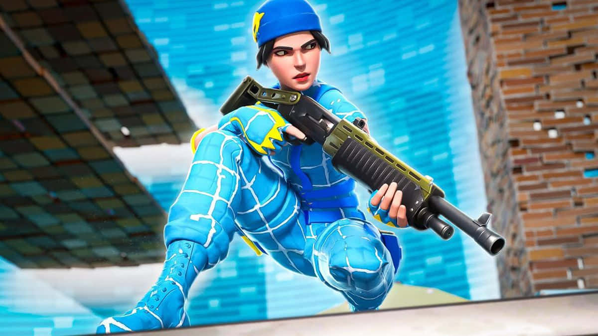 Wildcat Fortnite, Fortnite character, blue and yellow tactical gear, SD Desktop Wallpaper