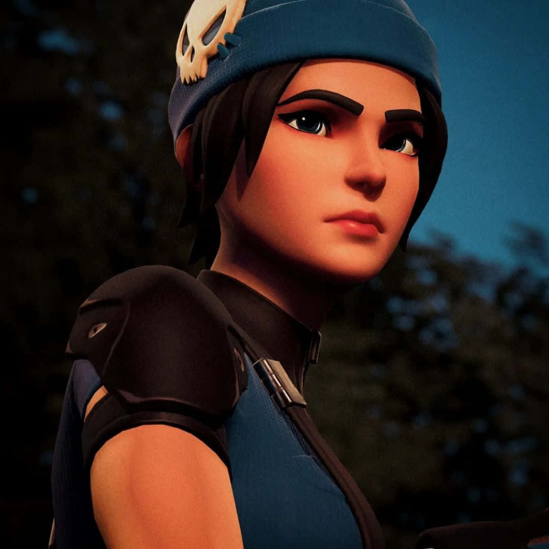 Wildcat Fortnite, anime-style female character, blue gear, SD Desktop Wallpaper
