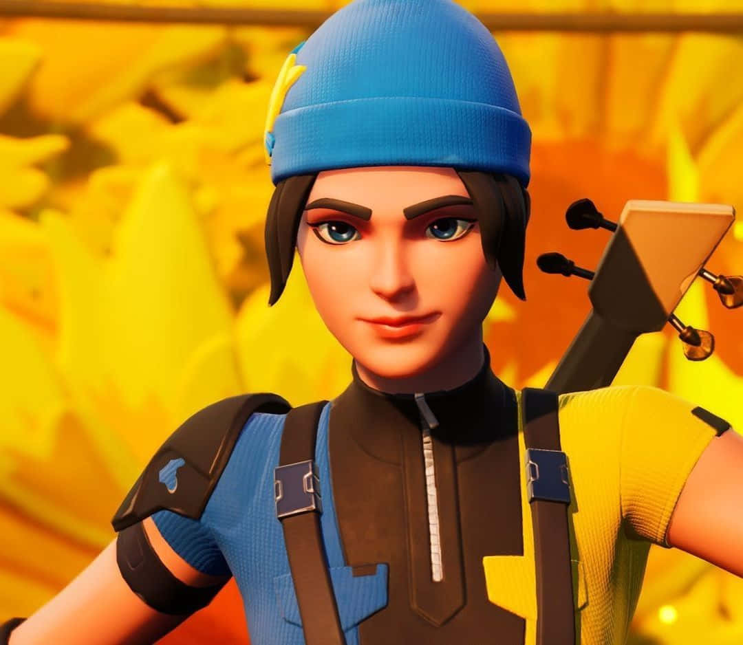 Wildcat Fortnite, blue beanie, yellow shirt, SD Desktop Wallpaper
