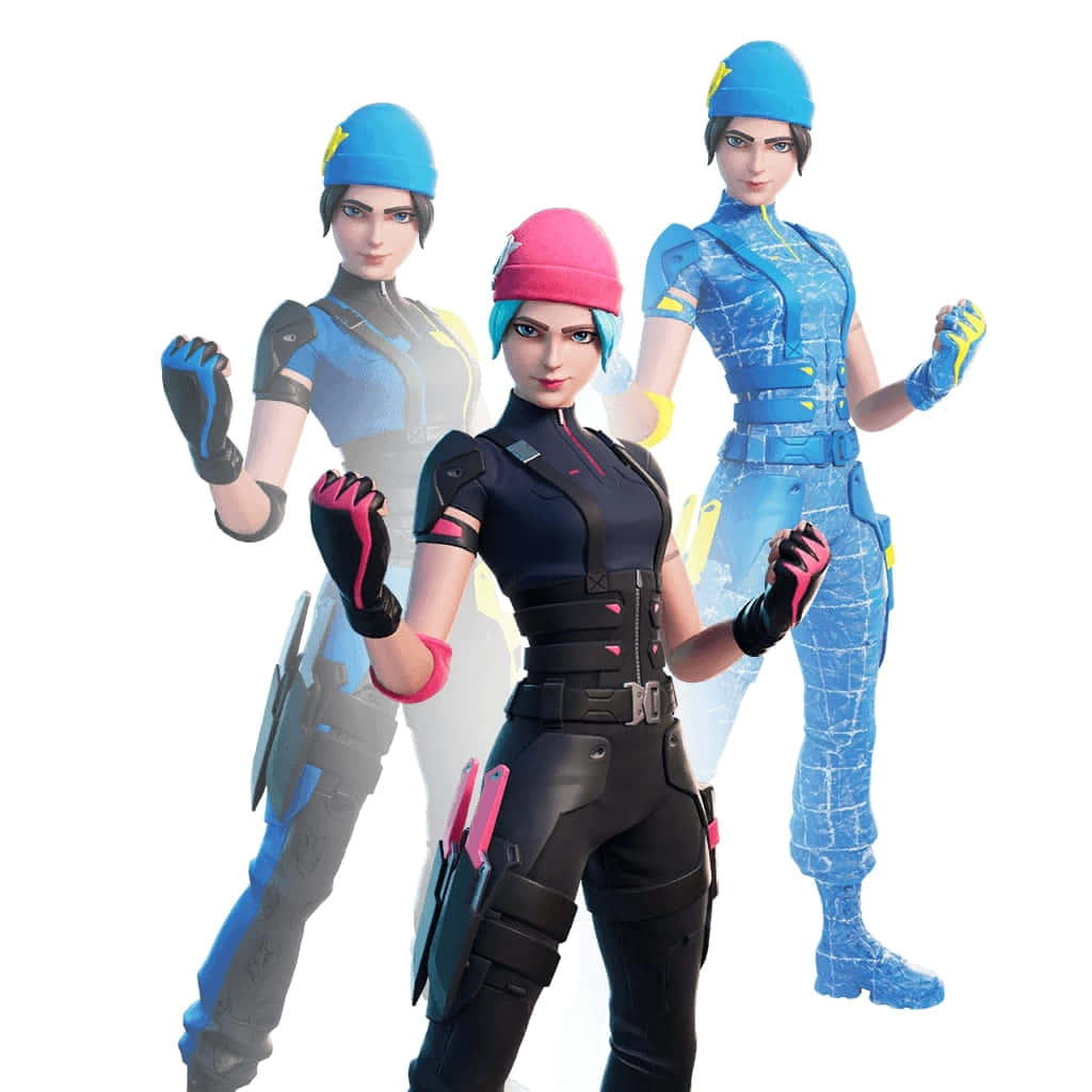 Wildcat Fortnite, three stylized female characters, futuristic combat gear, SD Desktop Wallpaper