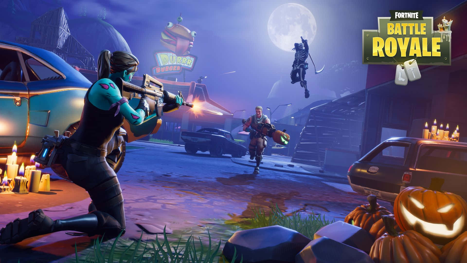 Wildcat Fortnite, Fortnite, full moon, Full HD Desktop Wallpaper