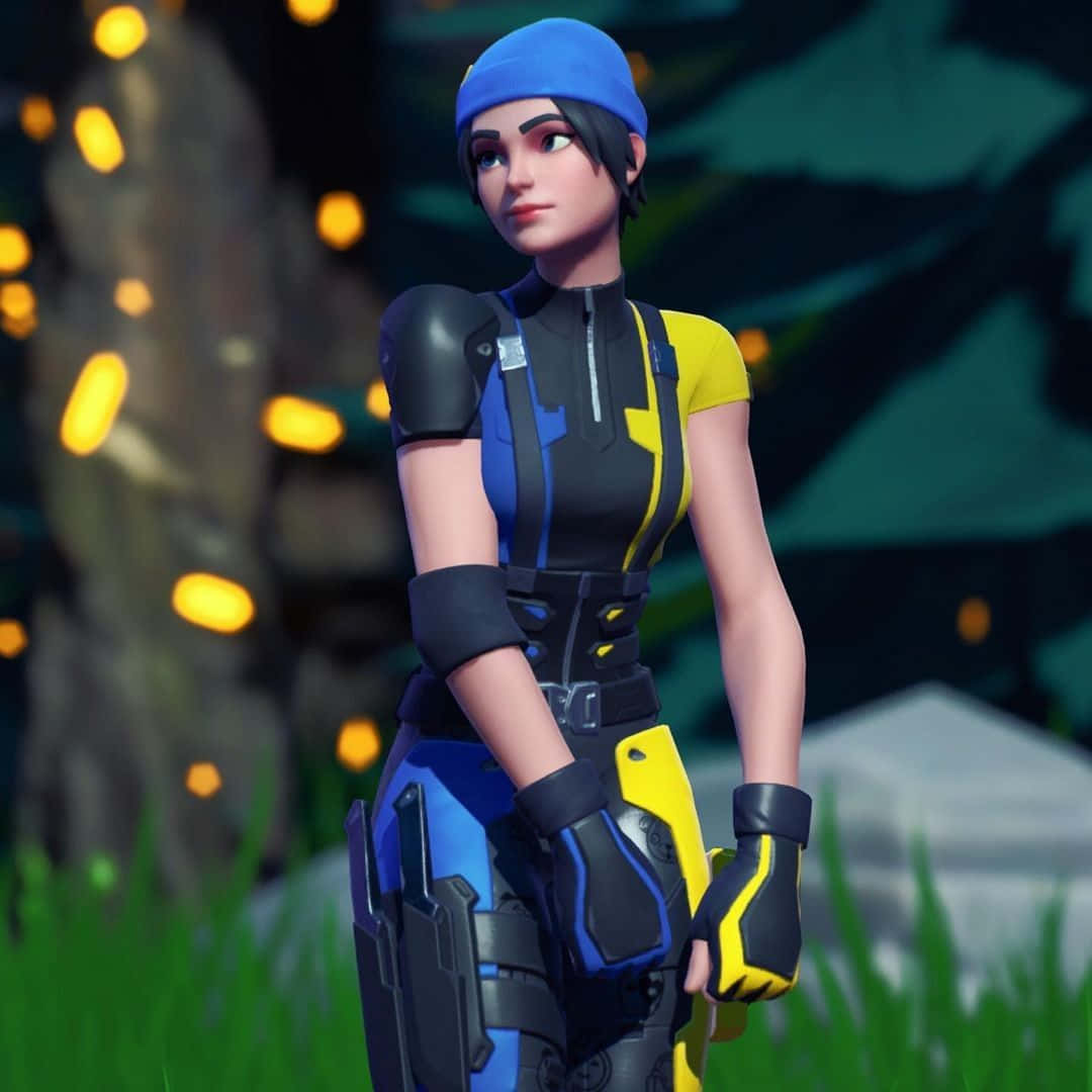 Wildcat Fortnite, blue yellow and black gear, glowing orbs, SD Desktop Wallpaper