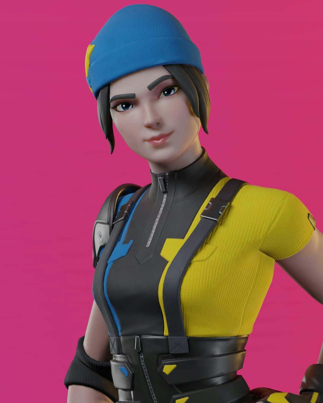 Wildcat Fortnite, blue beanie, yellow-black outfit, HD Phone Wallpaper