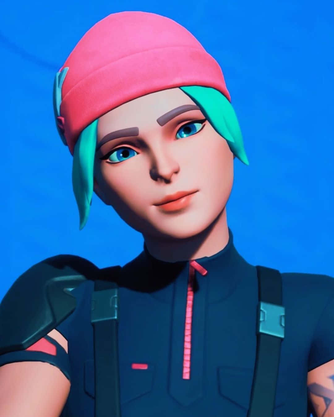 Wildcat Fortnite, teal hair, pink beanie, HD Phone Wallpaper