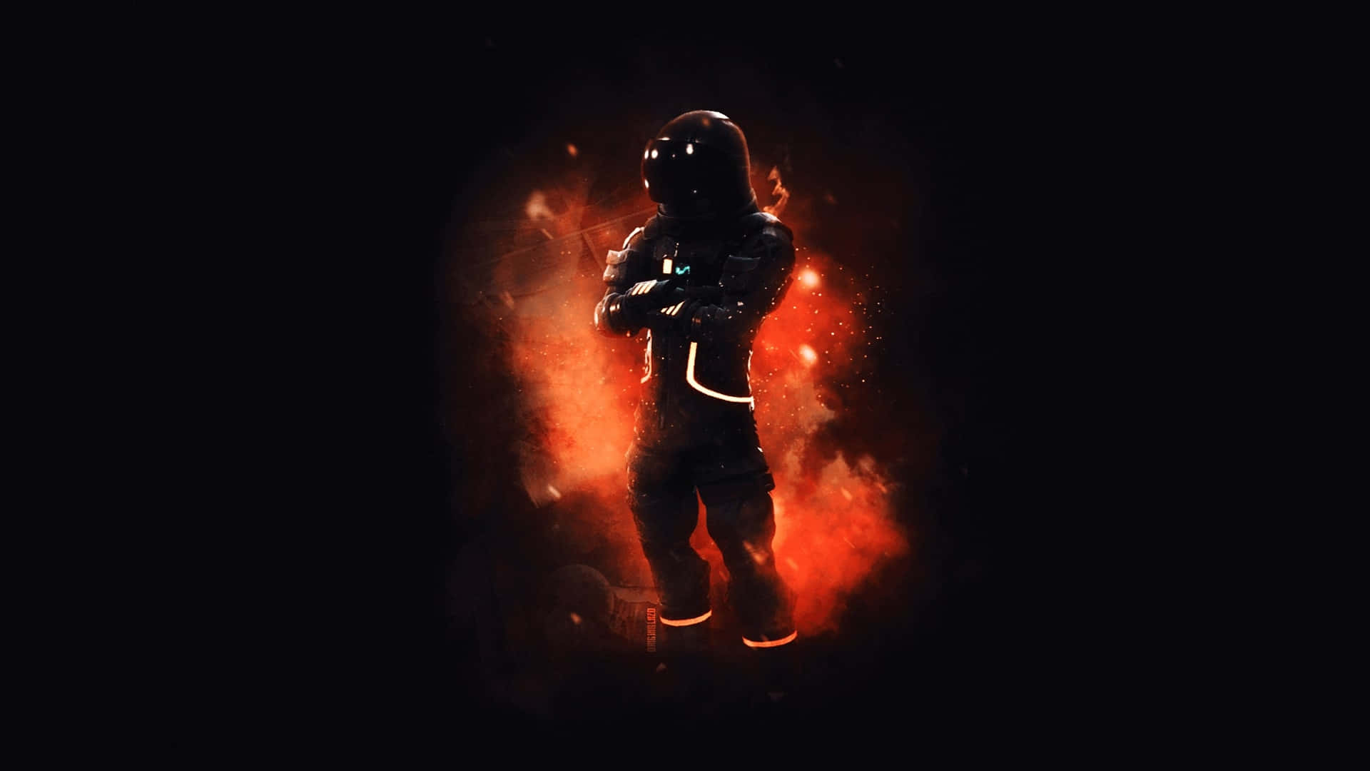 Wildcat Fortnite, astronaut, fiery explosion, Full HD Desktop Wallpaper