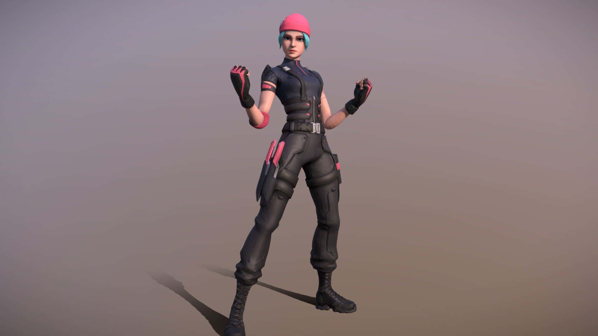 Wildcat Fortnite, black and pink, tactical gear, Full HD Desktop Wallpaper