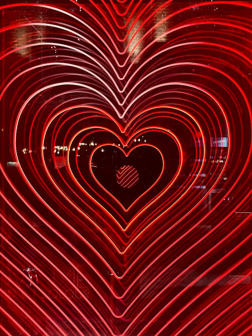 neon red, wildflower heart, concentric patterns, HD Phone Wallpaper