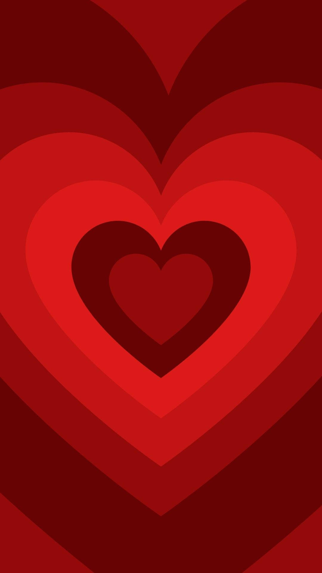 red wildflower heart, layered heart pattern, varying red tones, Full HD Phone Wallpaper