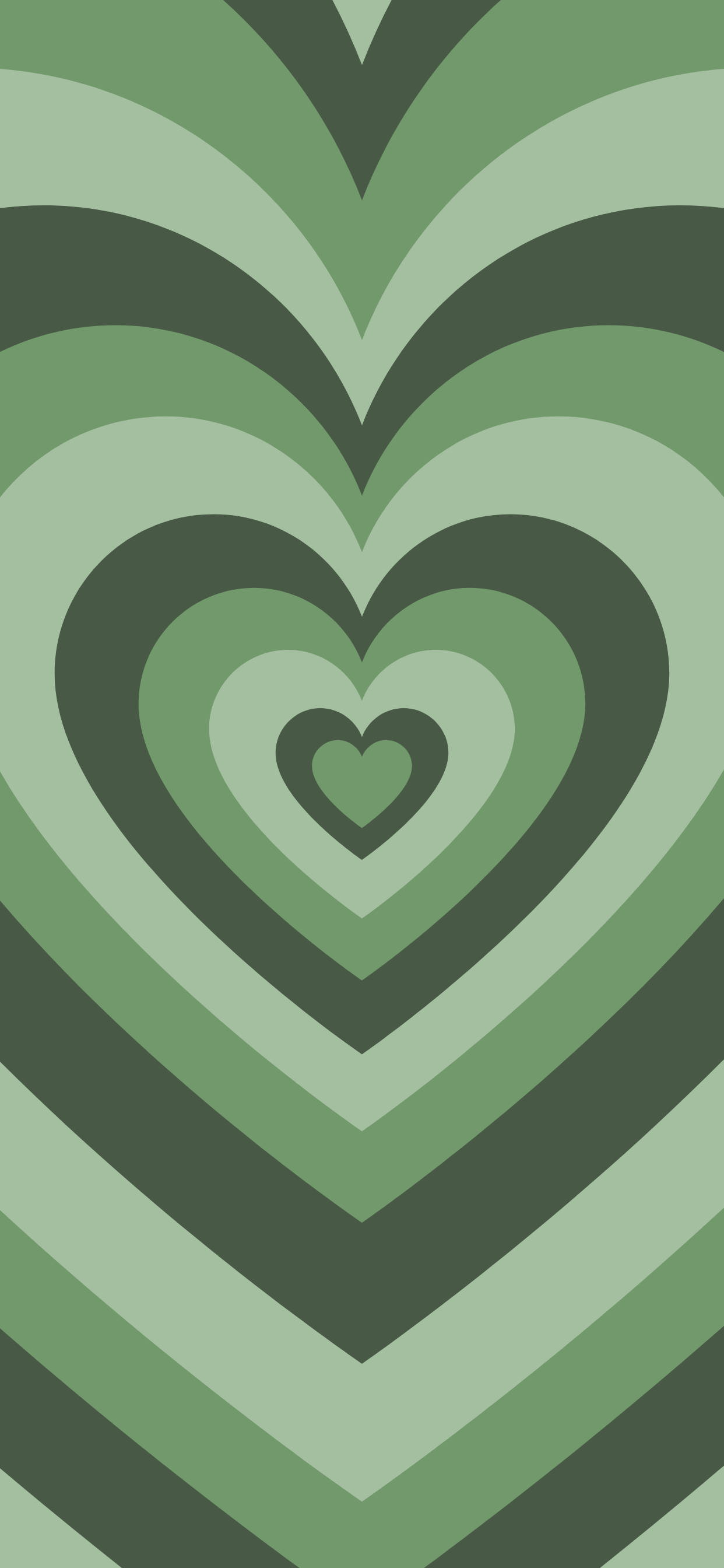 green wildflower heart, concentric hearts, varying shades of green, 2K Phone Wallpaper