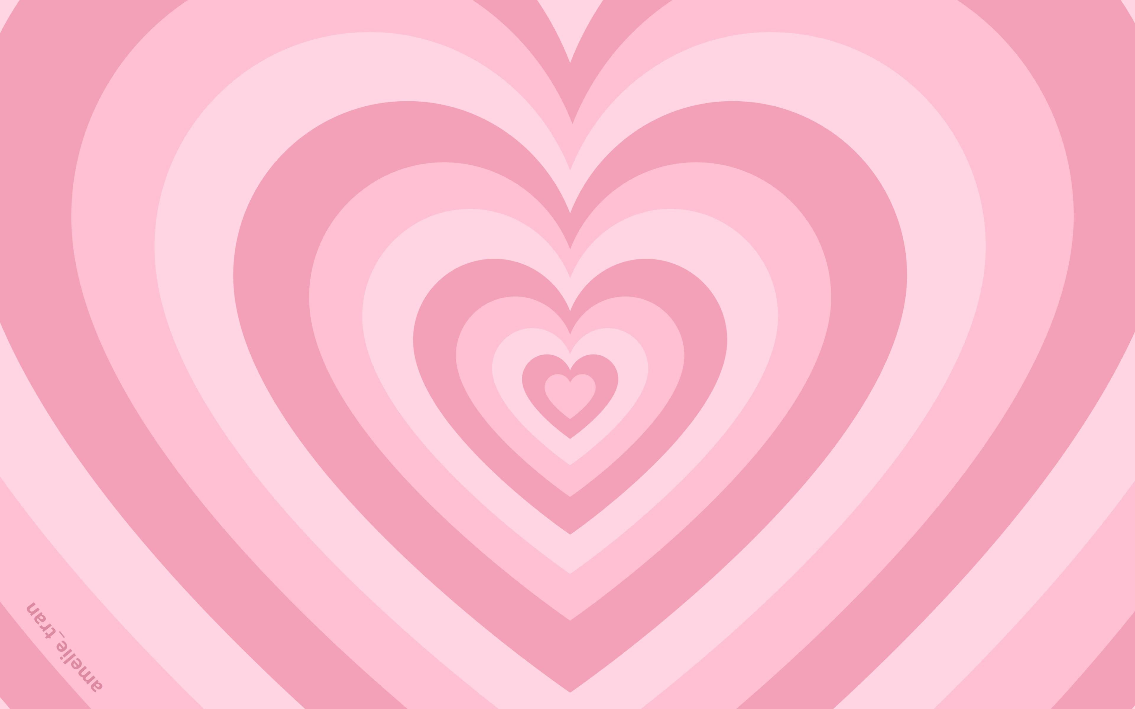 pale pink wildflower heart, concentric hearts, soft pink gradients, 4K Desktop Wallpaper