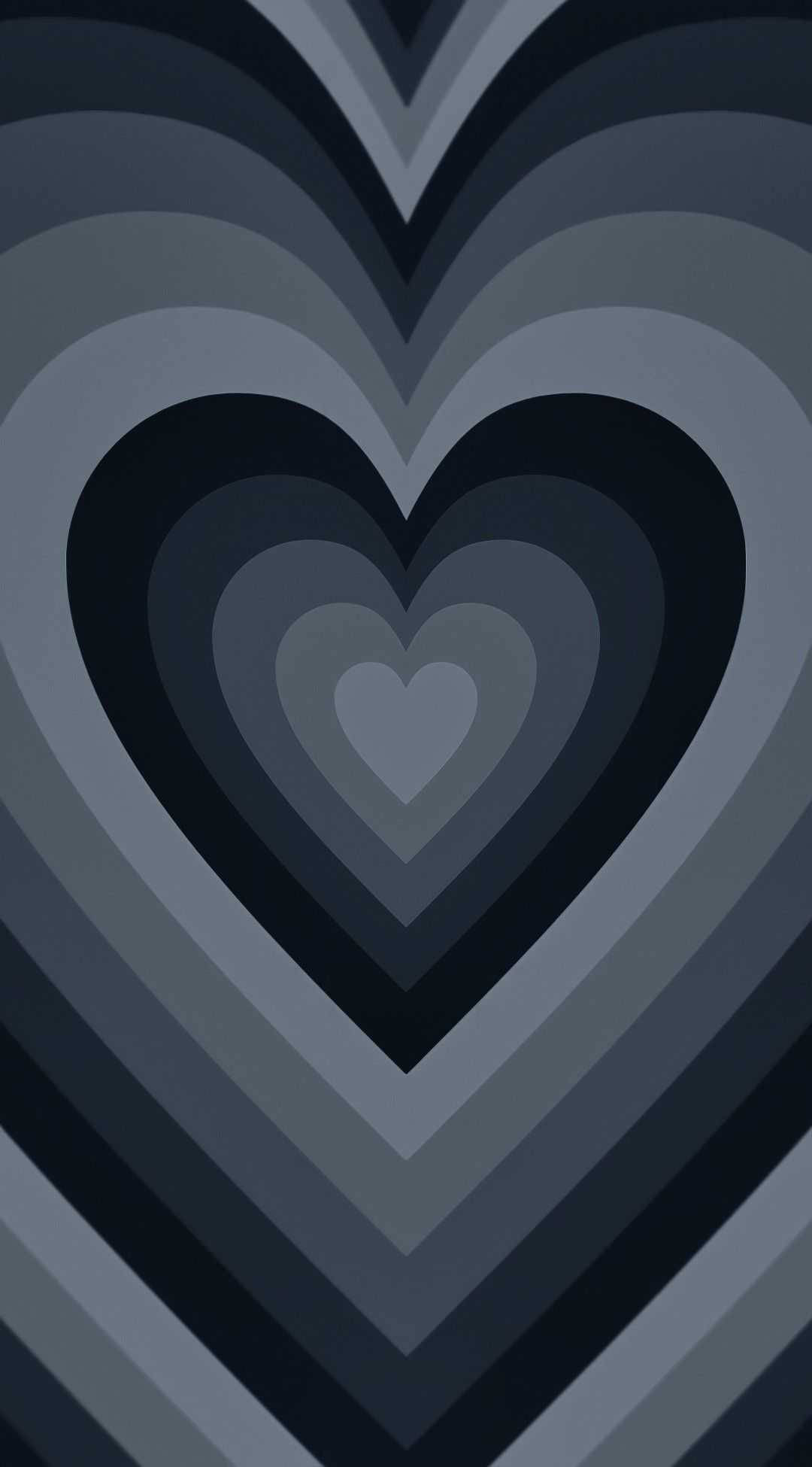 black wildflower heart, nested heart shapes, gradient gray tones, Full HD Phone Wallpaper