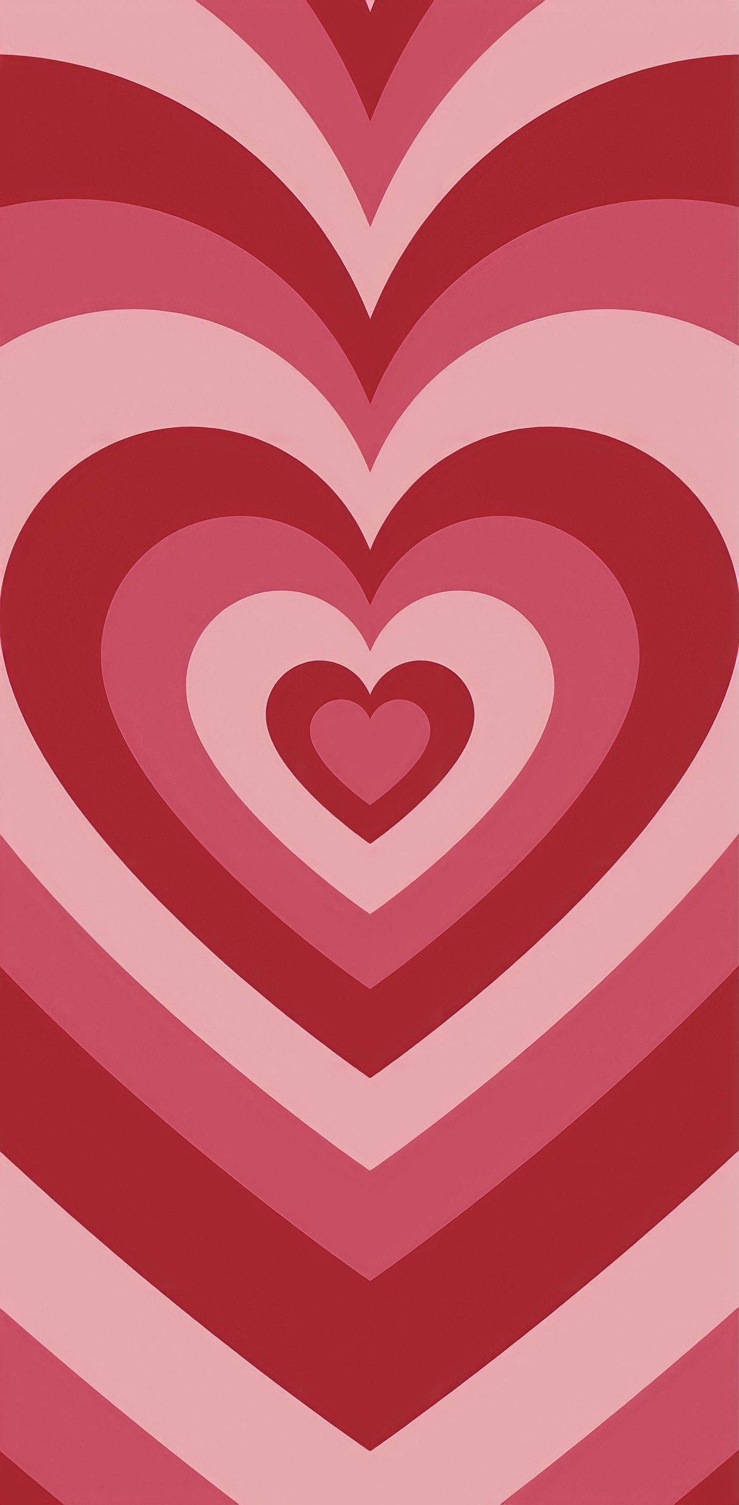 red wildflower heart shades, concentric hearts, gradient reds and pinks, 2K Phone Wallpaper