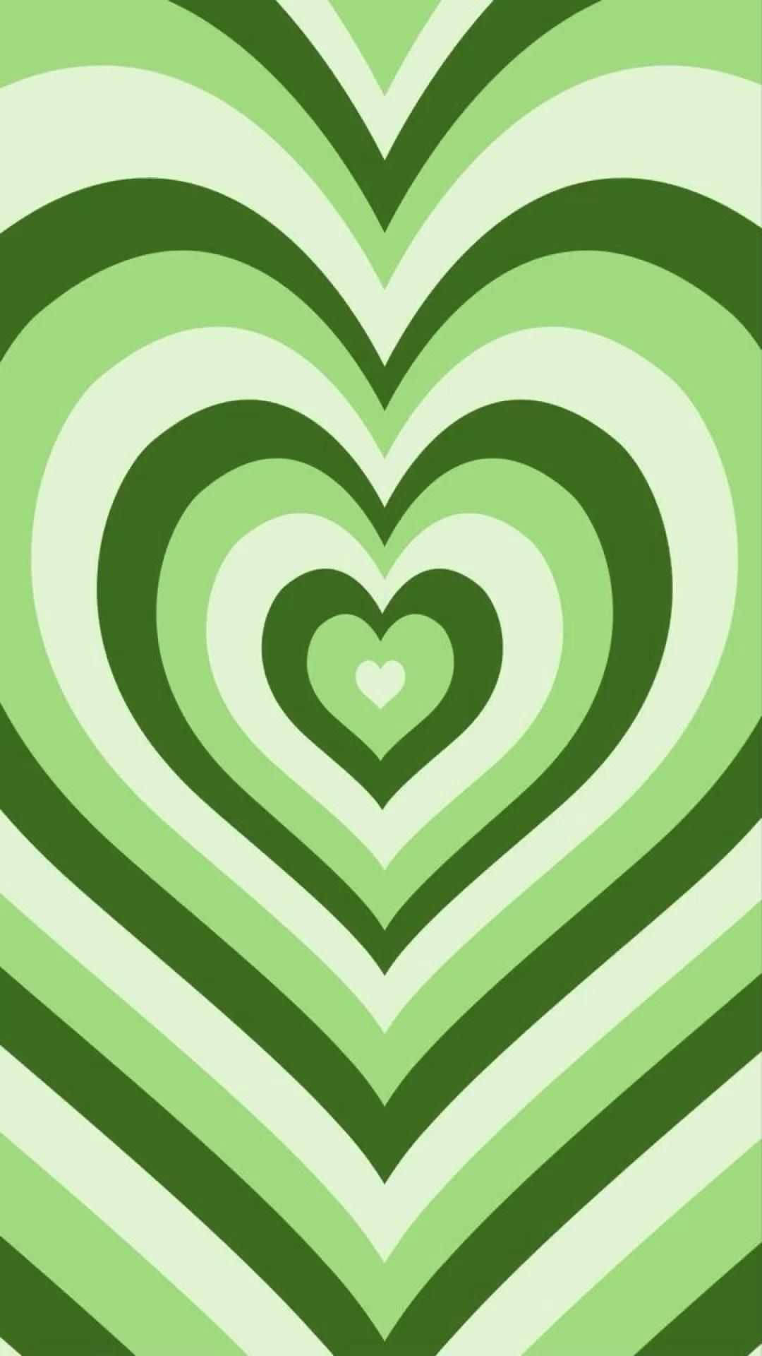 vibrant green wildflower heart, concentric hearts, retro psychedelic, Full HD Phone Wallpaper