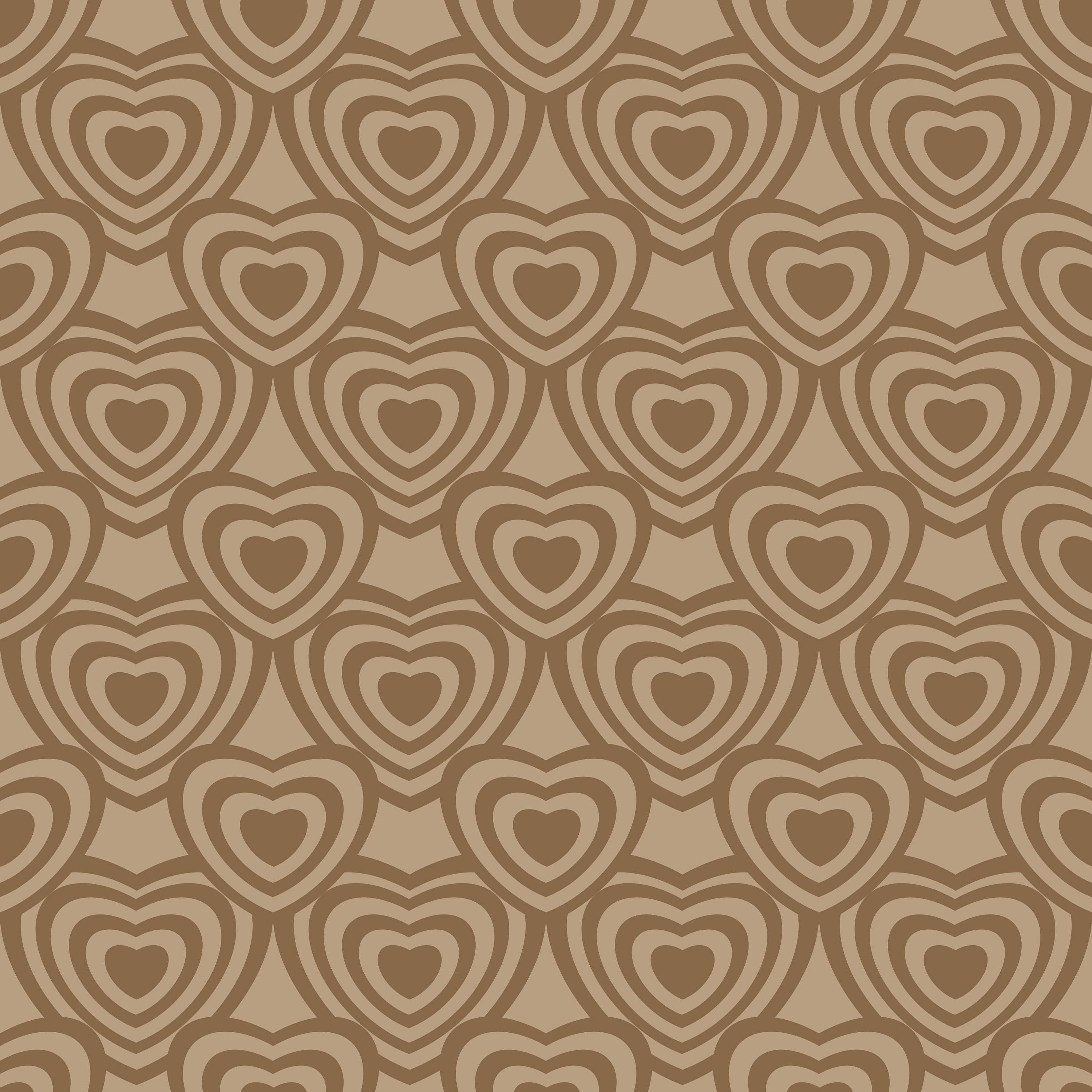 brown wildflower heart pattern, nested hearts, earthy brown tones, 2K Desktop Wallpaper