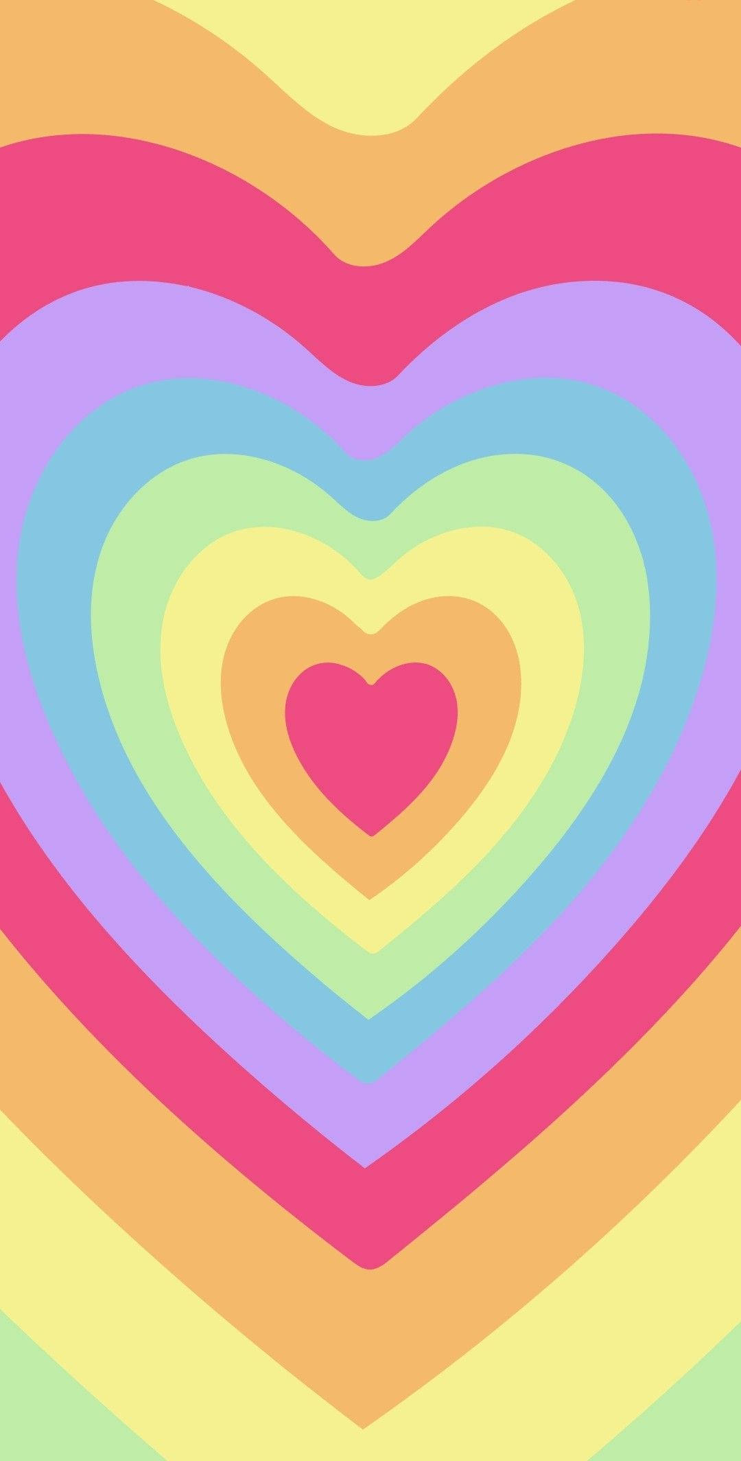 Soft Candy Wildflower Heart, rainbow hues, concentric hearts, Full HD Phone Wallpaper