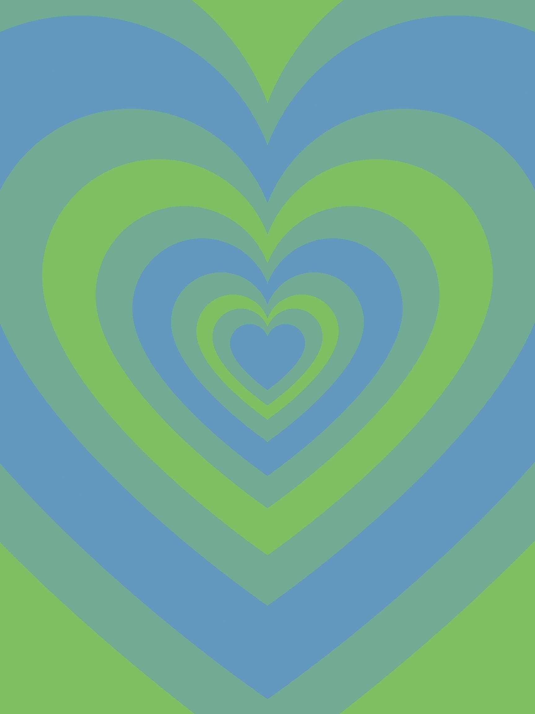 retro blue green wildflower heart, blue, green, Full HD Phone Wallpaper