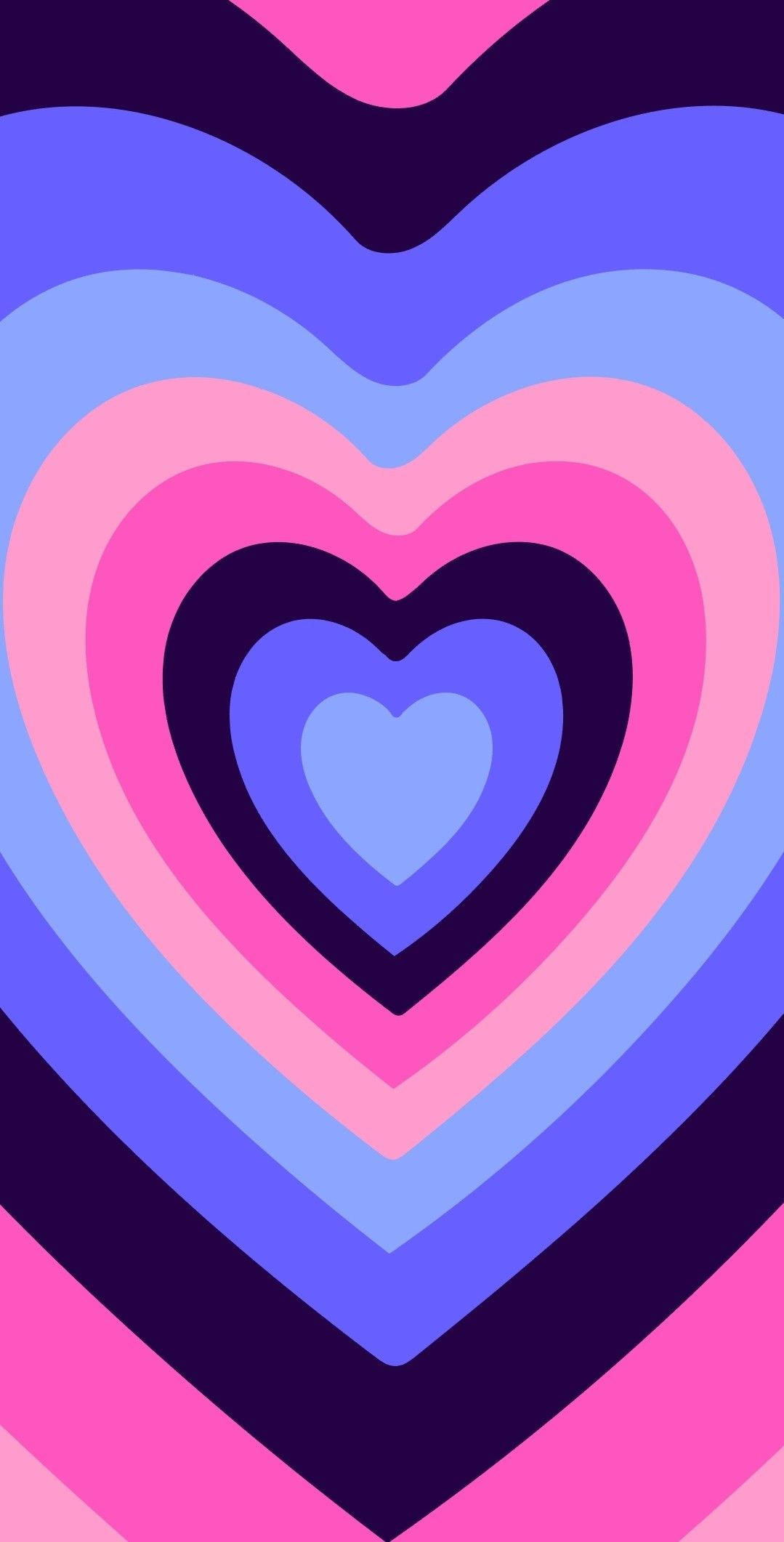 Omnisexual Wildflower Heart, pink and blue gradients, concentric hearts, Full HD Phone Wallpaper