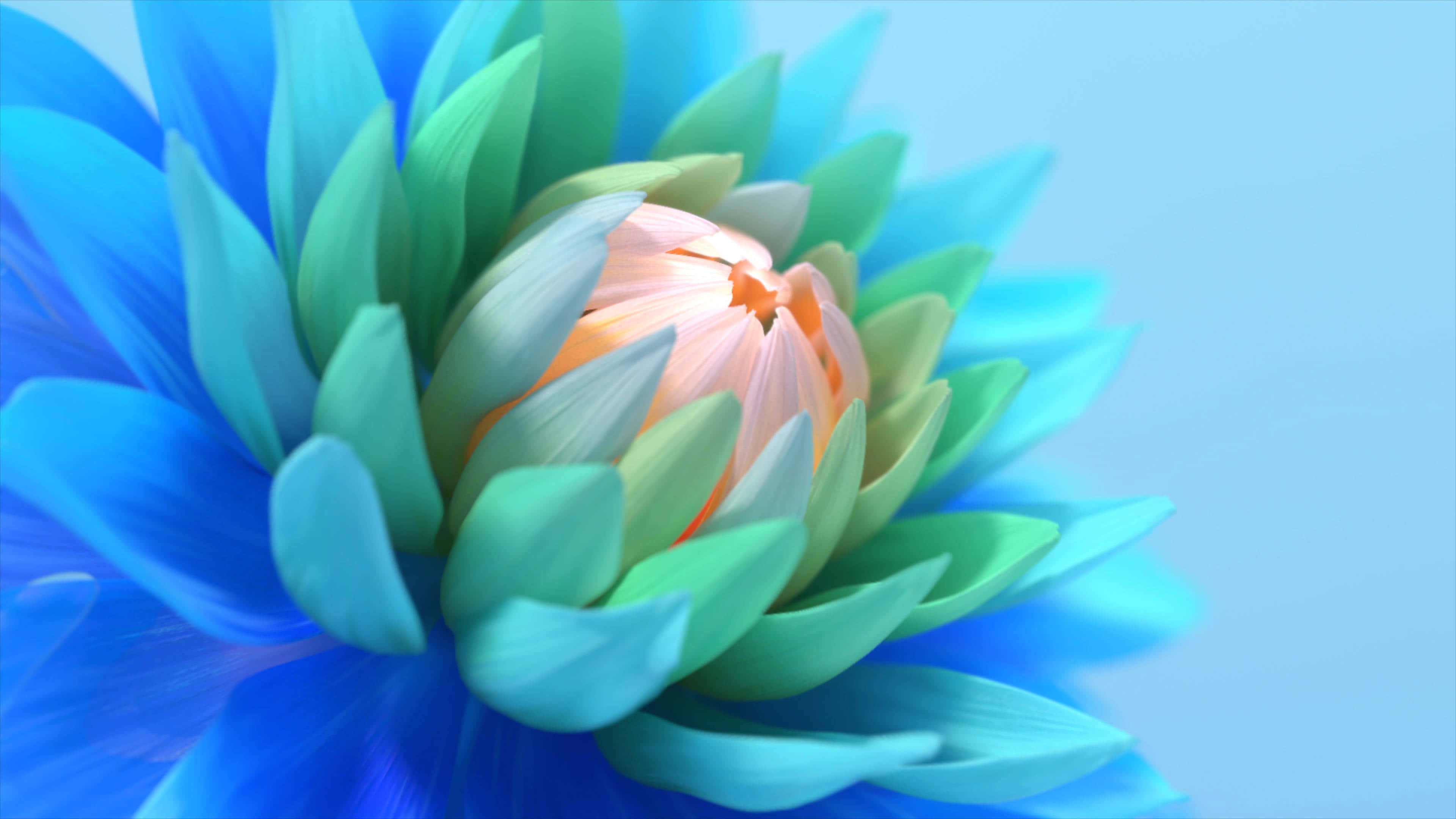 Wildflowers, digital lotus, blue outer petals, 4K Desktop Wallpaper