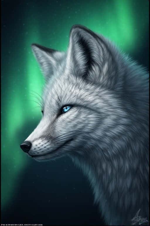 arctic fox, northern lights, aurora borealis, SD Phone Wallpaper