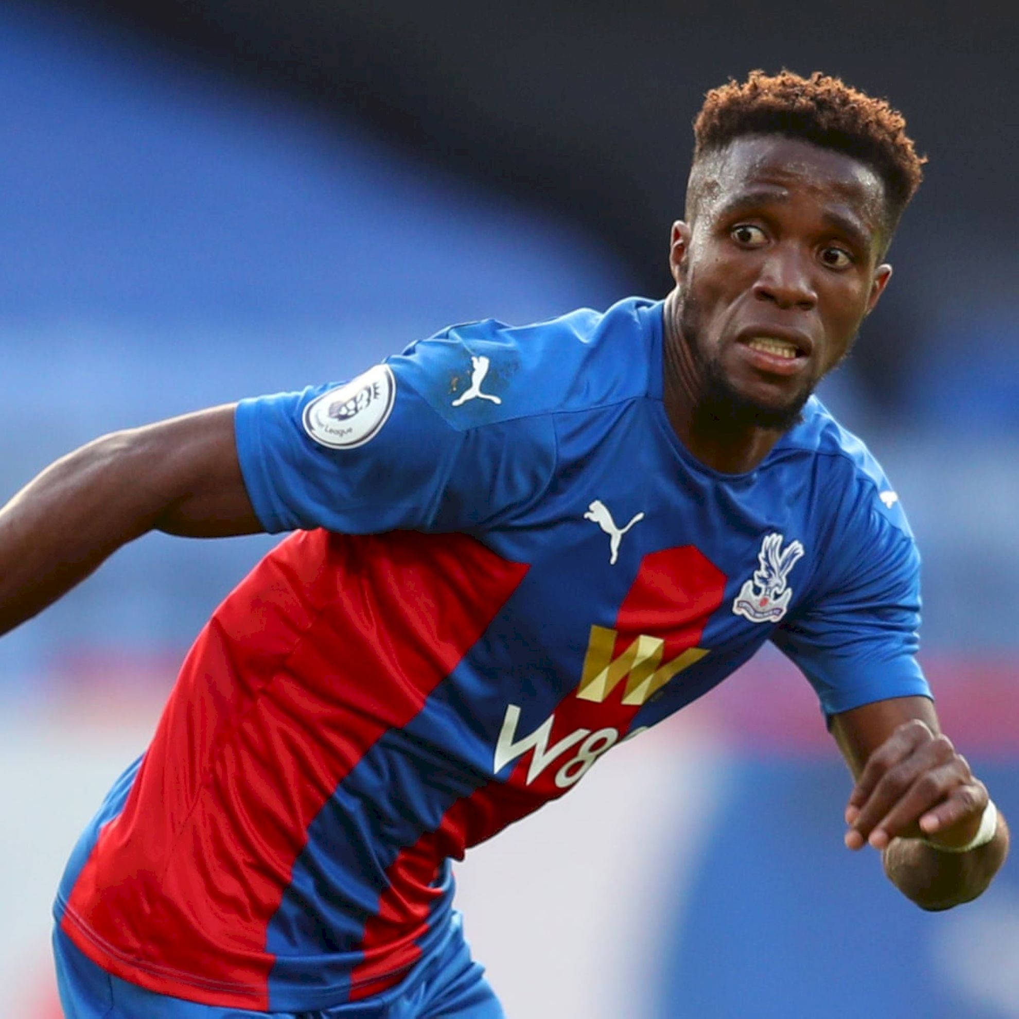 Wilfried Zaha, blue and red jersey, sprinting, Full HD Desktop Wallpaper