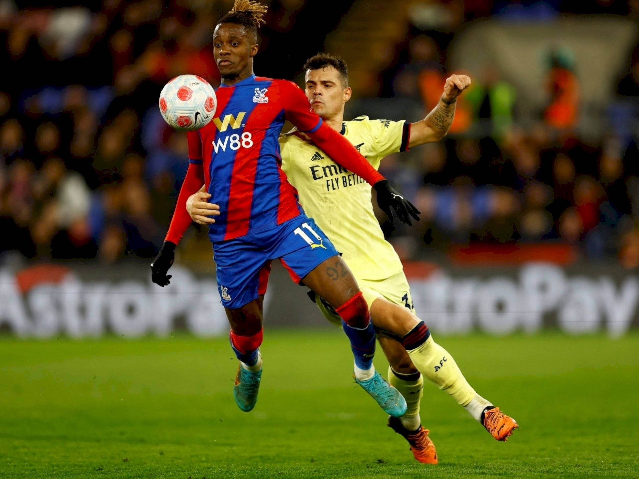 Wilfried Zaha, white ball, stadium lights, Full HD Desktop Wallpaper