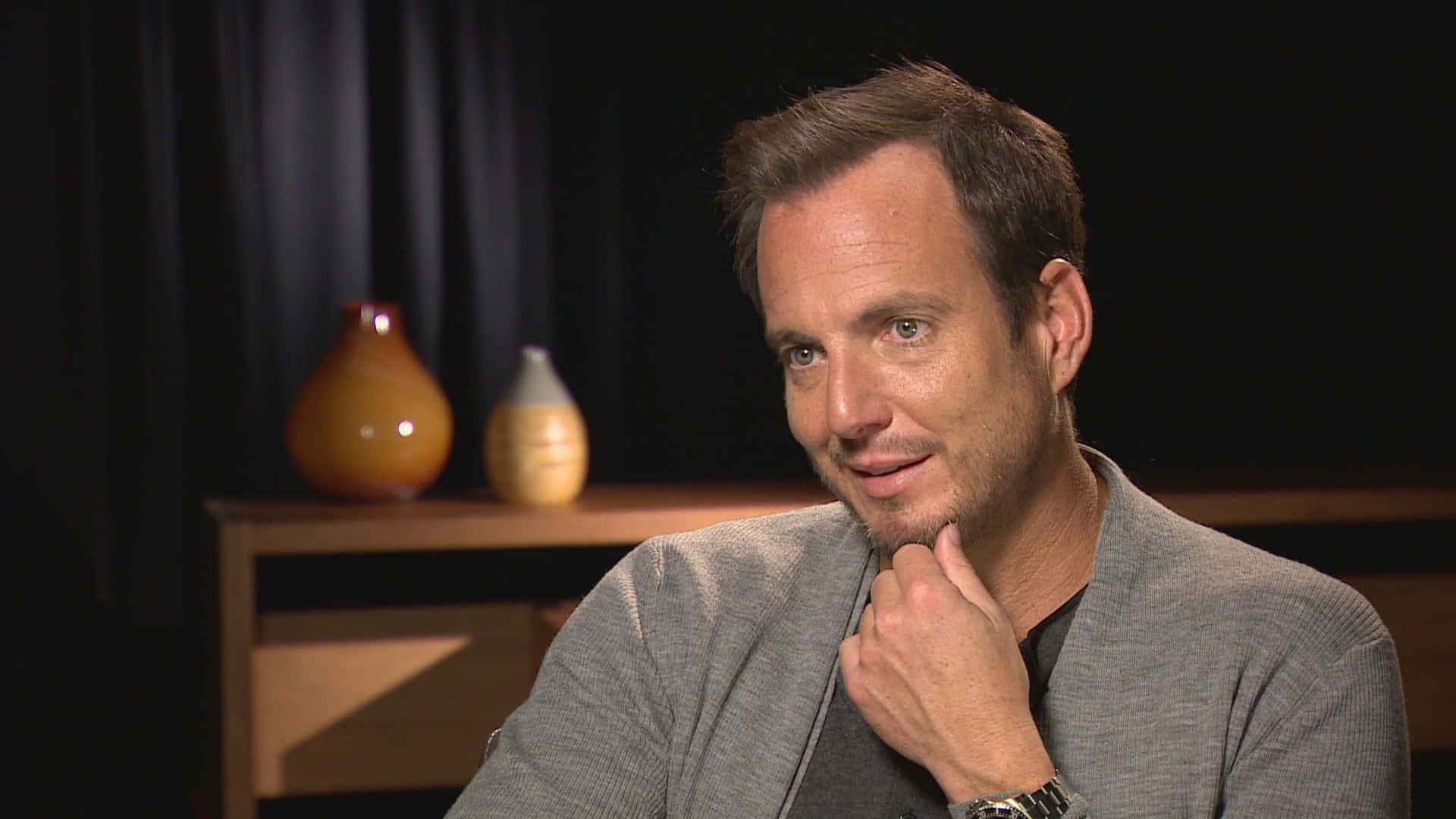 Will Arnett, gray blazer, dark backdrop, Full HD Desktop Wallpaper