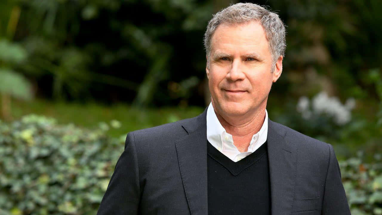 Will Ferrell, red background, dark suit, HD Desktop Wallpaper