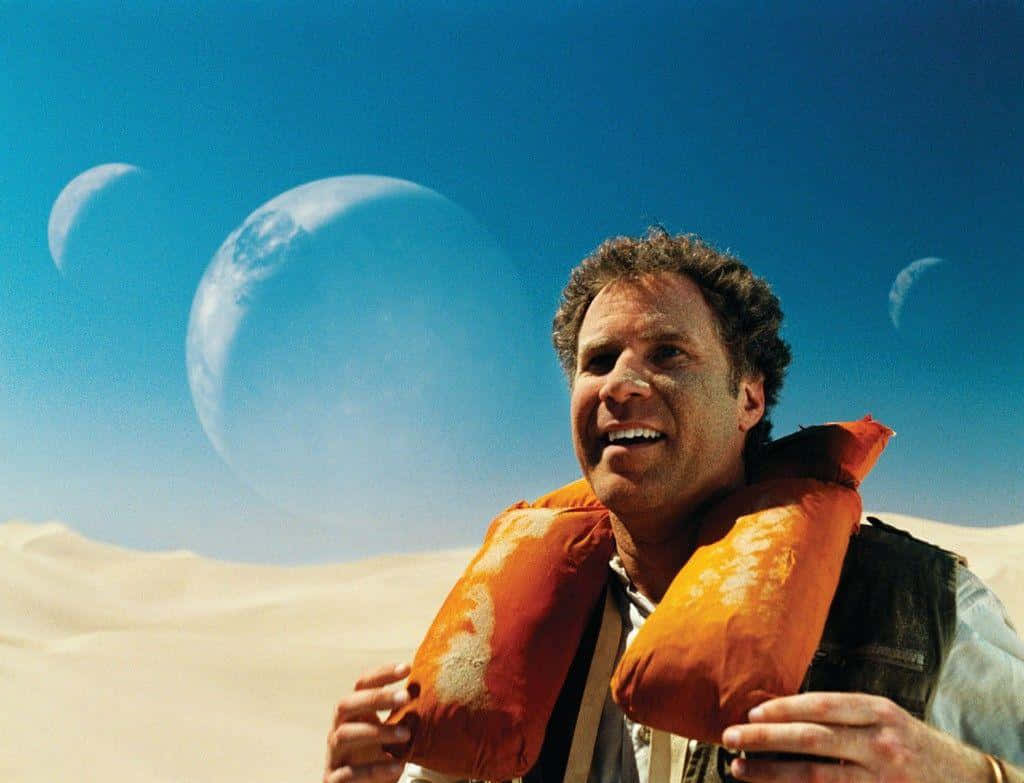 Will Ferrell, orange life vest, desert, SD Desktop Wallpaper