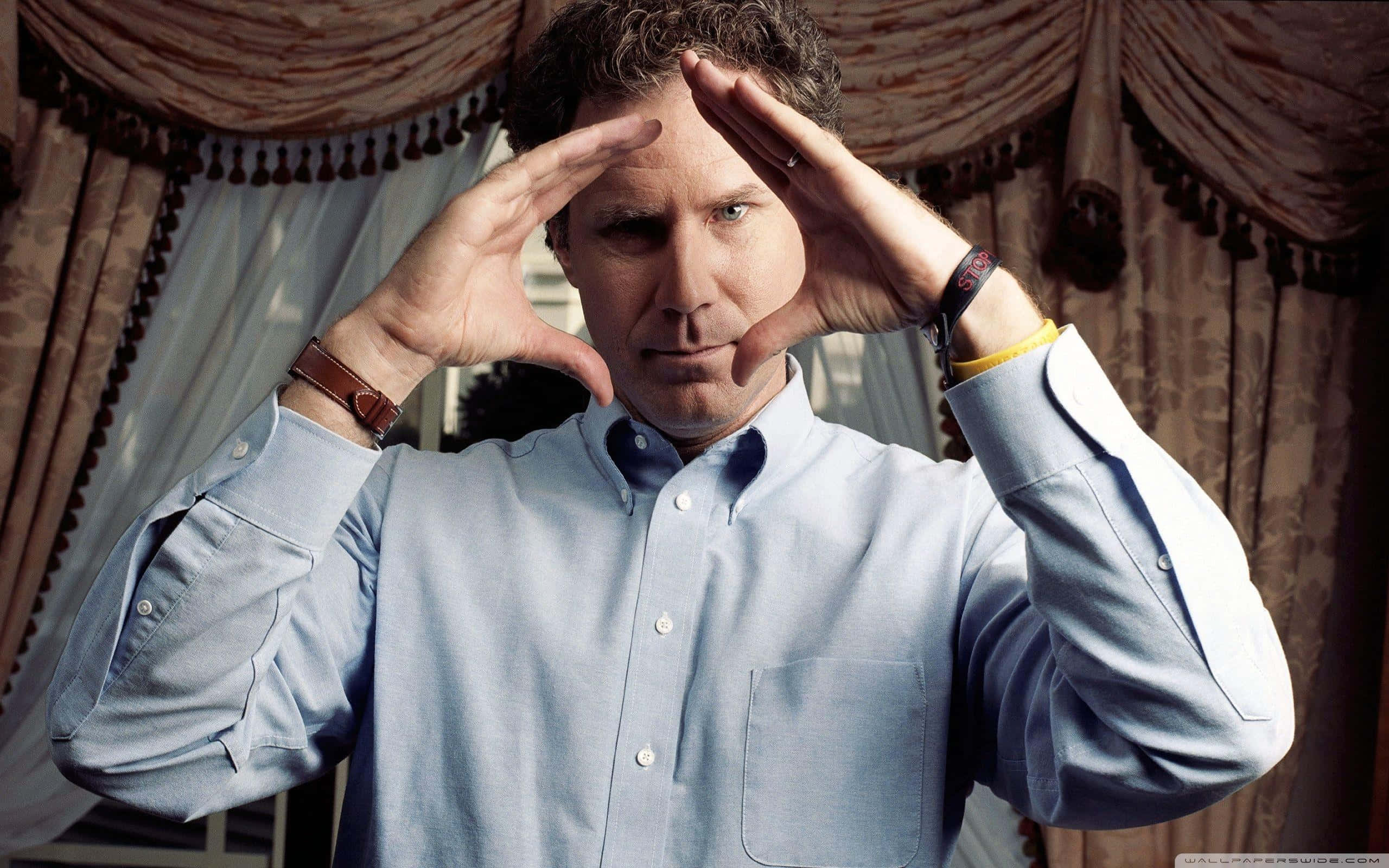Will Ferrell, blue suit, light blue shirt, 2K Desktop Wallpaper
