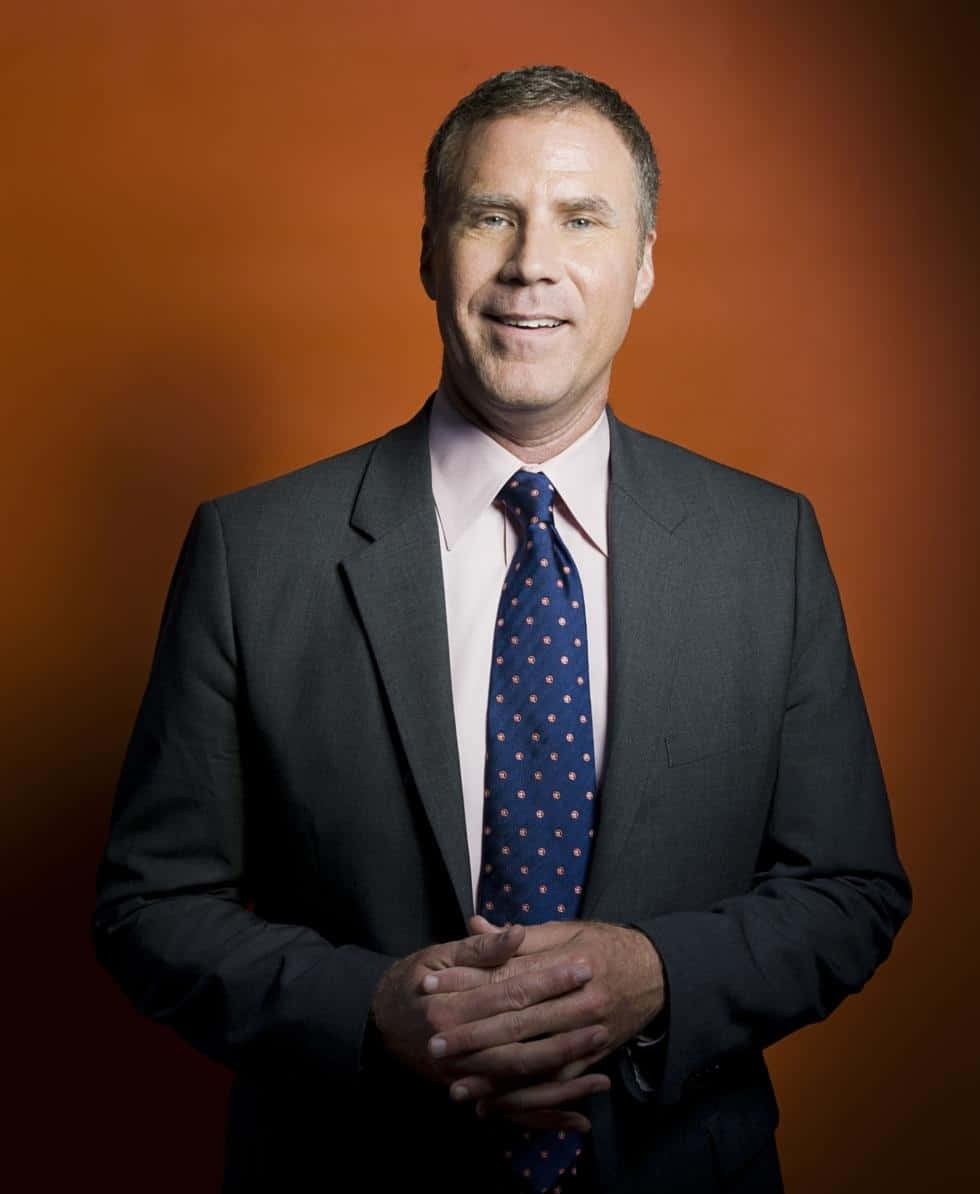 Will Ferrell, dark suit, polka dot tie, SD Phone Wallpaper