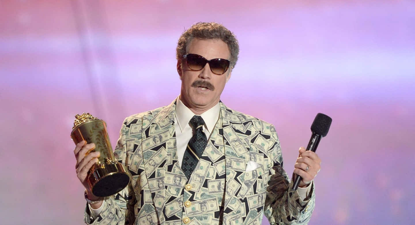 Will Ferrell, money-patterned suit, sunglasses, HD Desktop Wallpaper
