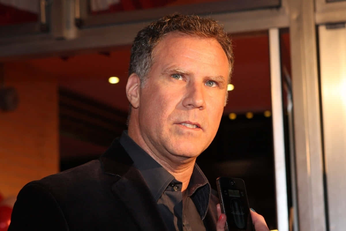 Will Ferrell, black suit, rooftop, SD Desktop Wallpaper