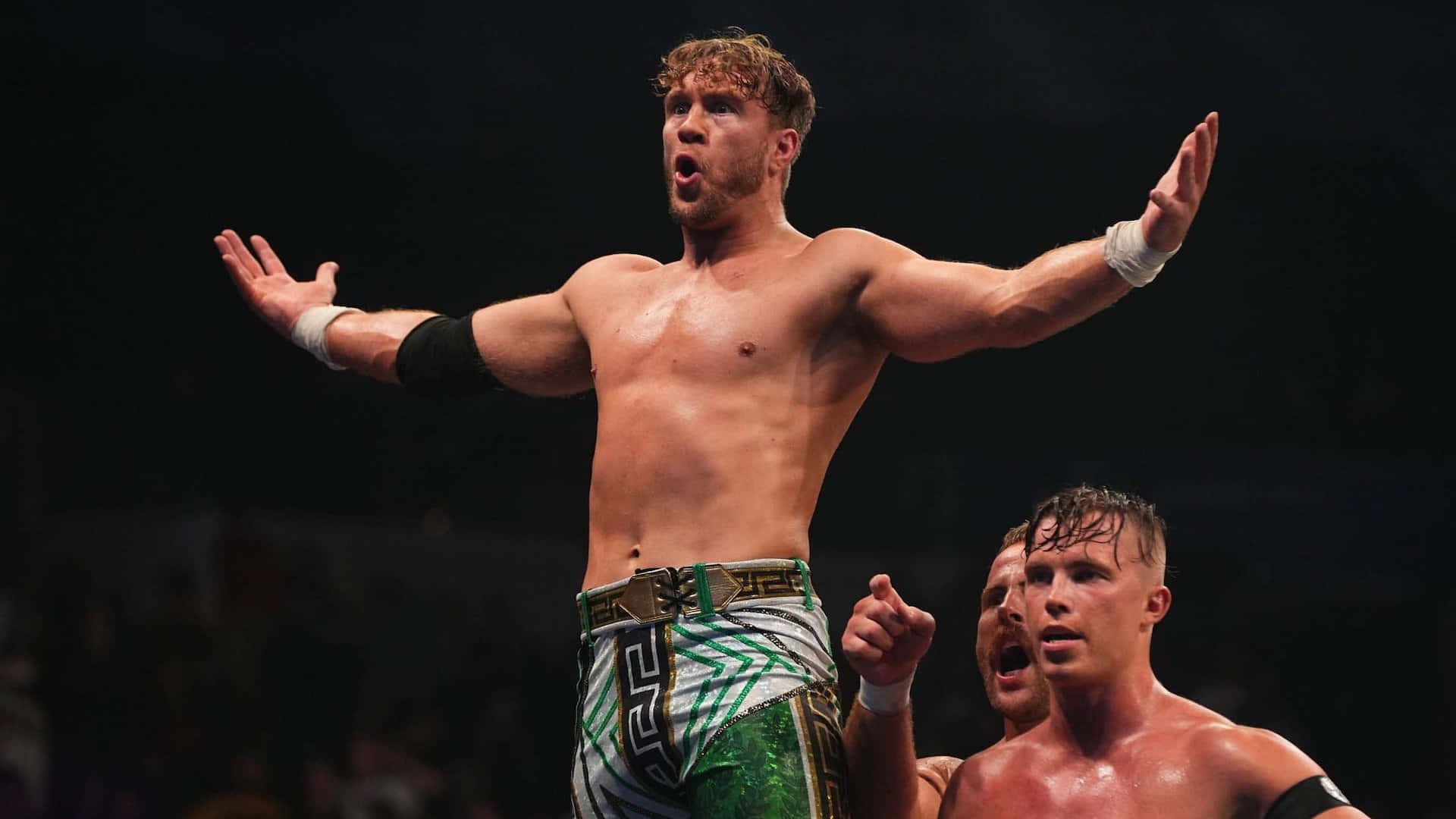 Will Ospreay, boxing stage, green and white trunks, Full HD Desktop Wallpaper