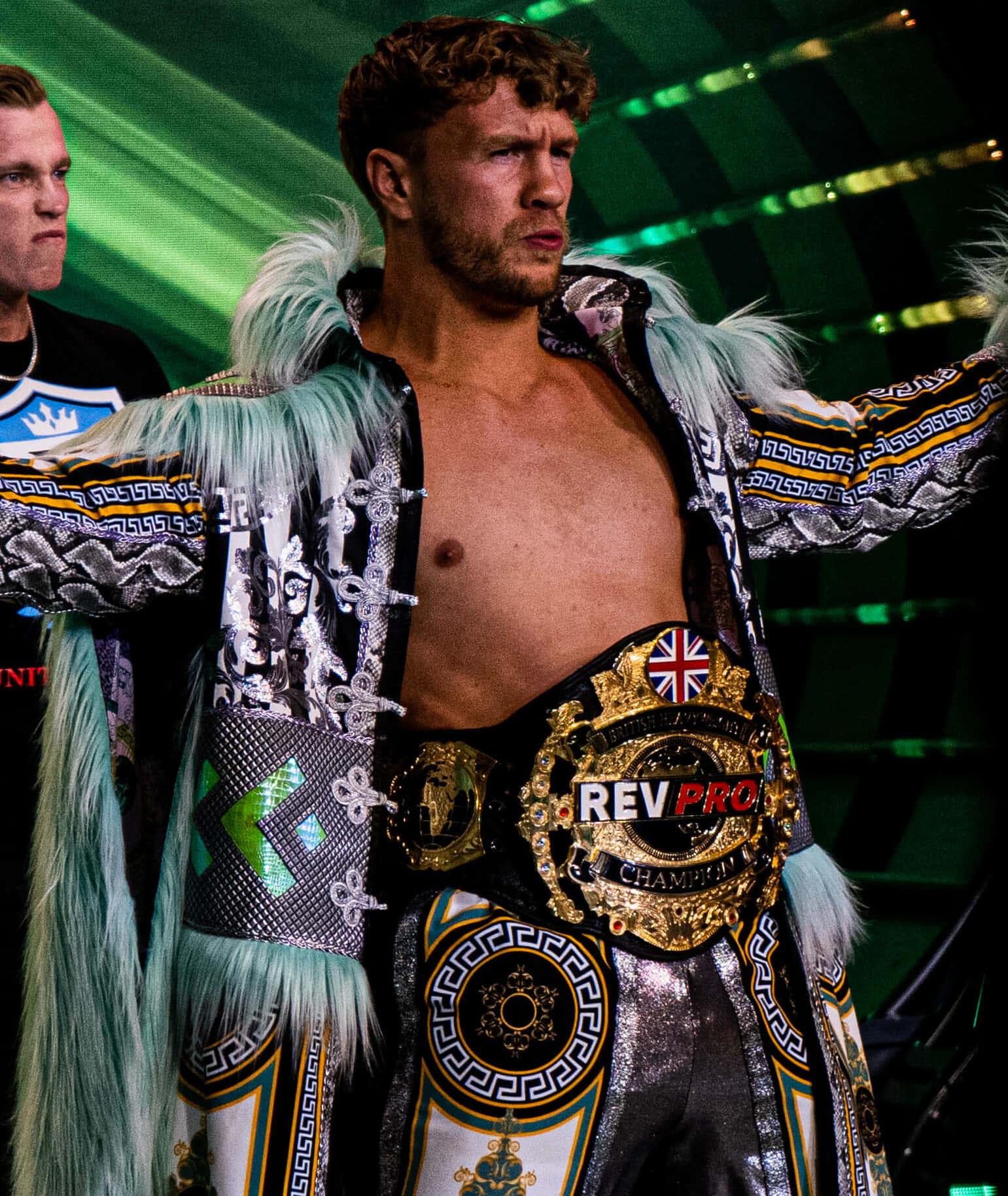 Will Ospreay, silver tribal coat, turquoise fur, HD Phone Wallpaper