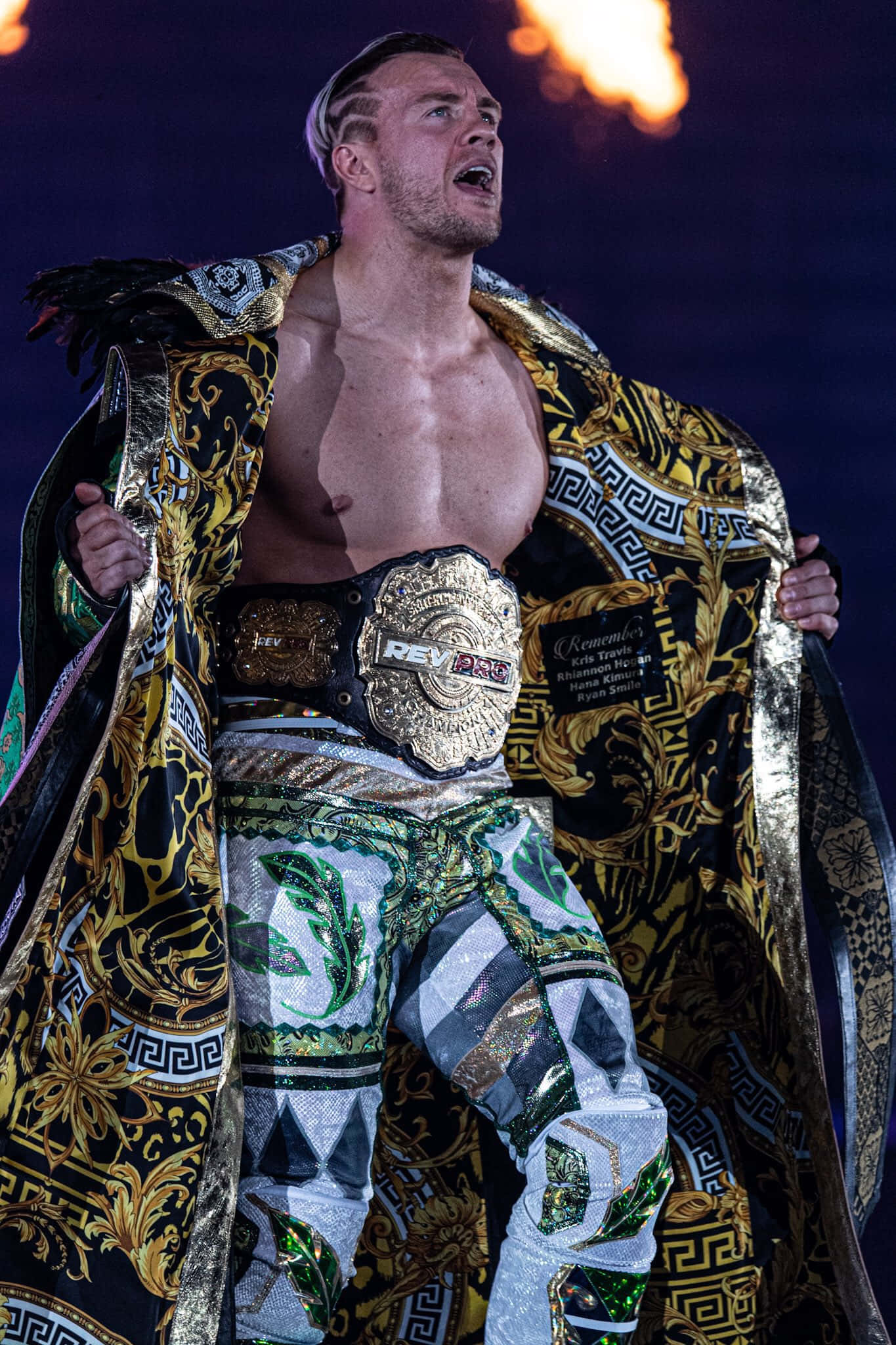 Will Ospreay, gold and black robe, championship belt, Full HD Phone Wallpaper