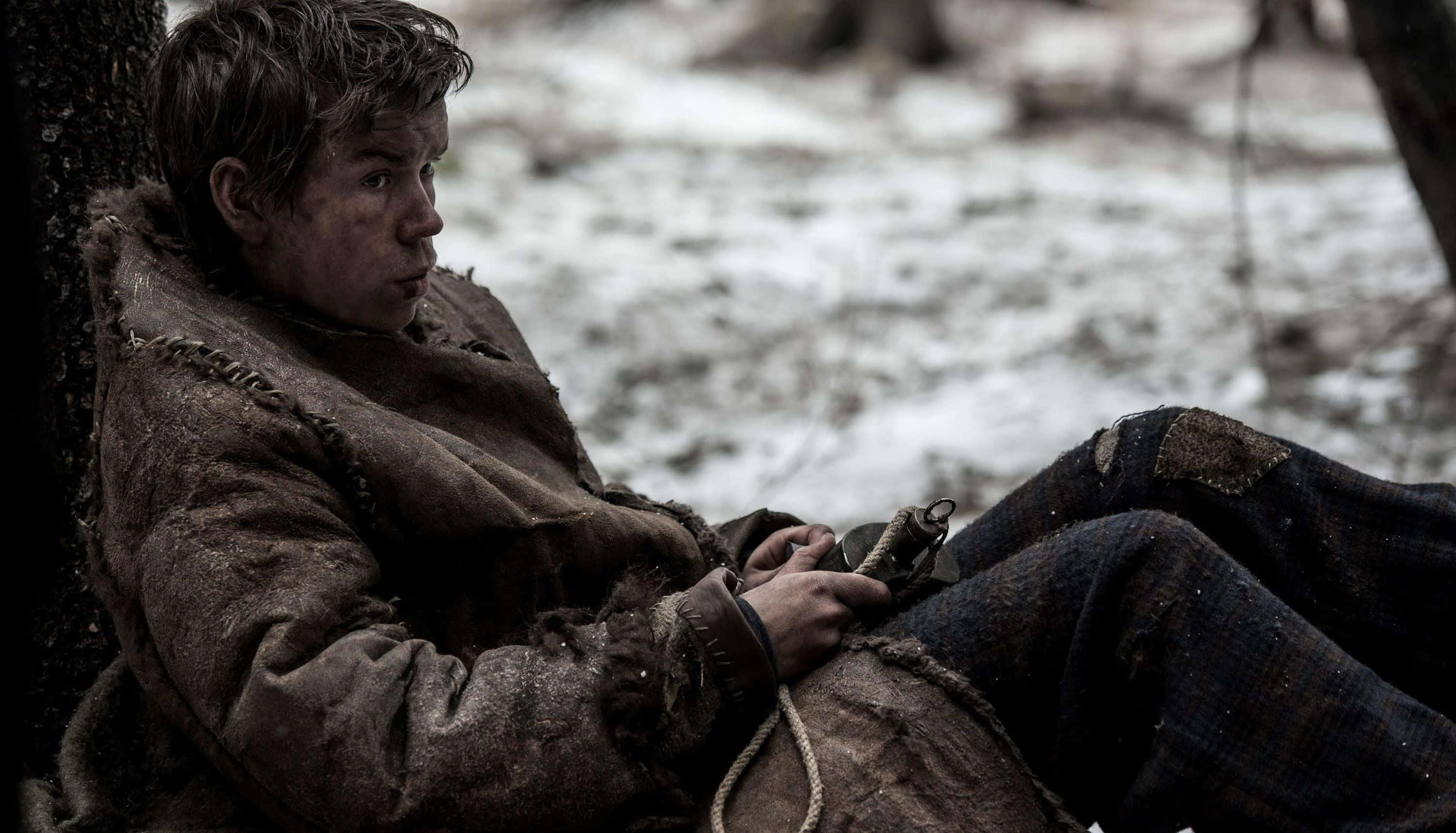 Will Poulter, winter survival scene, snowy forest, 2K Desktop Wallpaper